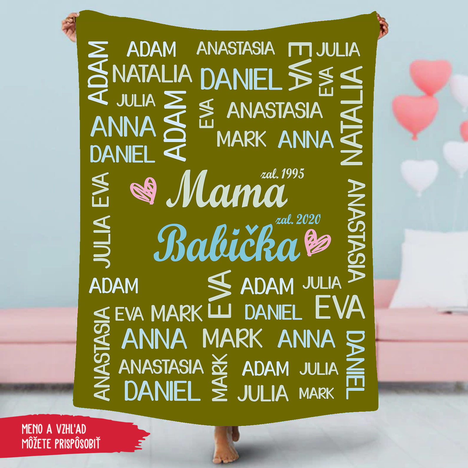 Deka pre mamičku  s menami blízkych