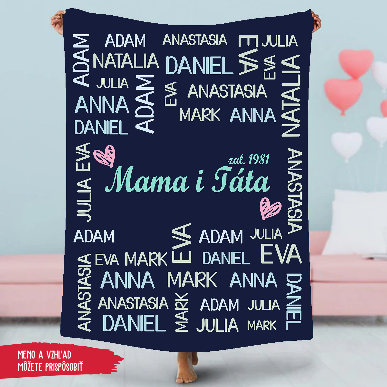 Deka pre mamičku  s menami blízkych