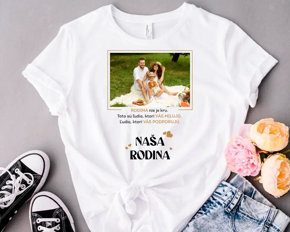 Personalizované tričko pre rodinu s vlastnou fotkou a nápisom