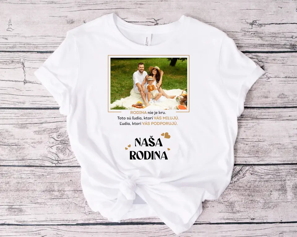 Personalizované tričko pre rodinu s vlastnou fotkou a nápisom