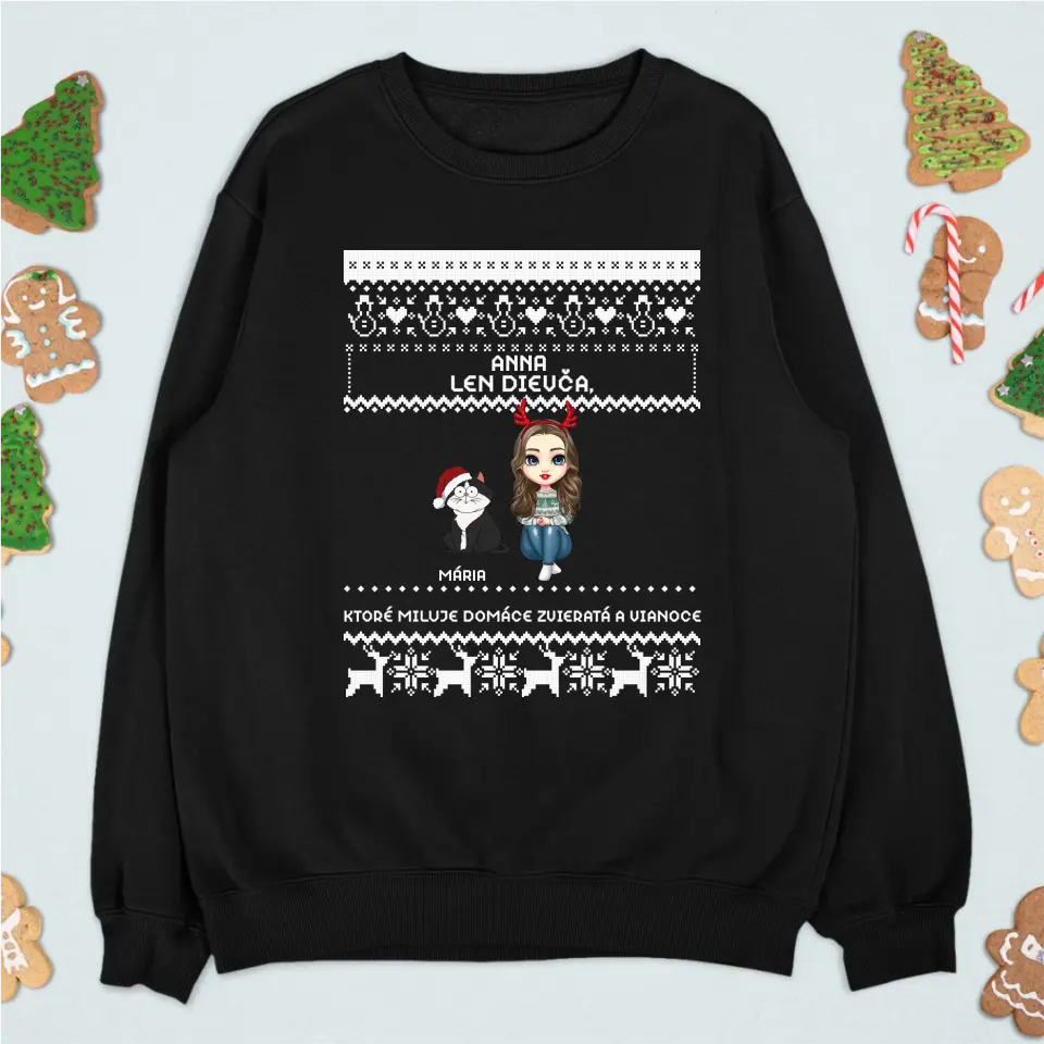 len dievča, ktoré miluje mačky a Vianoce