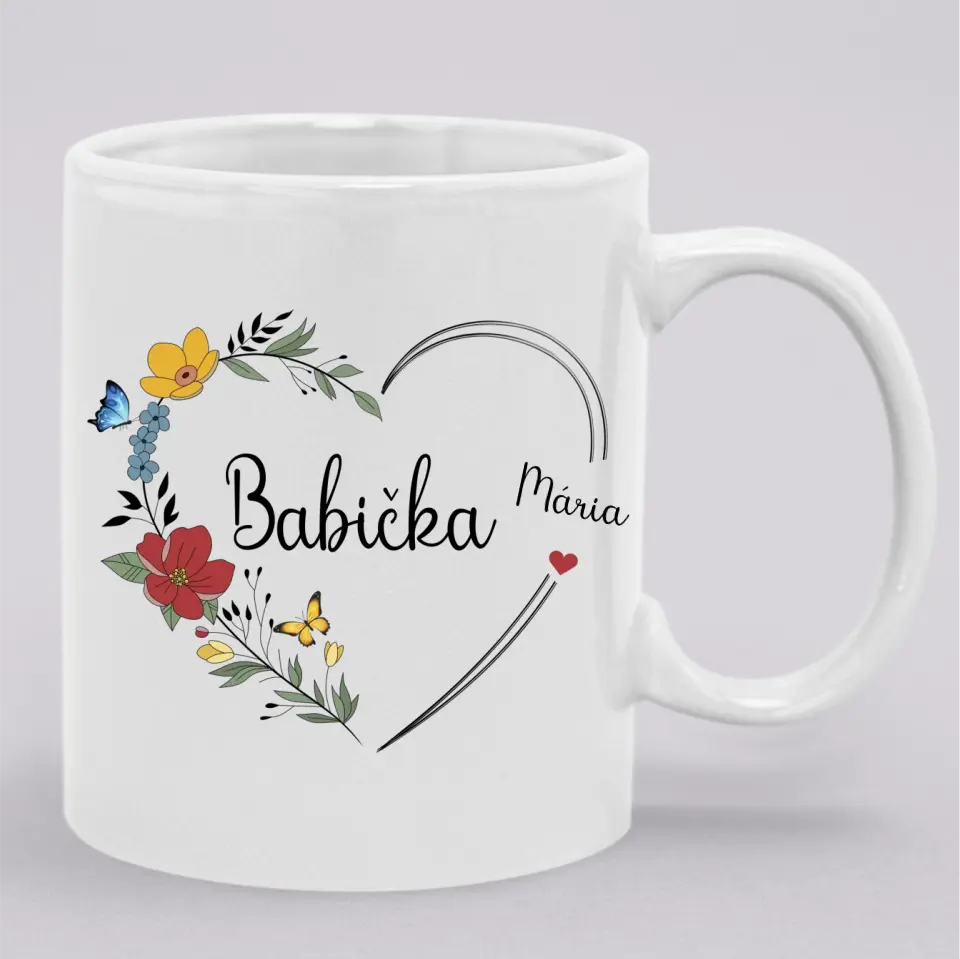 Babička - Srdce s kvetmi