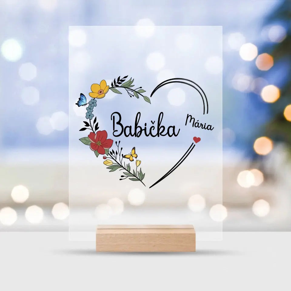 Babička - Srdce s kvetmi