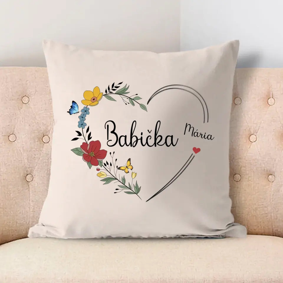 Babička - Srdce s kvetmi