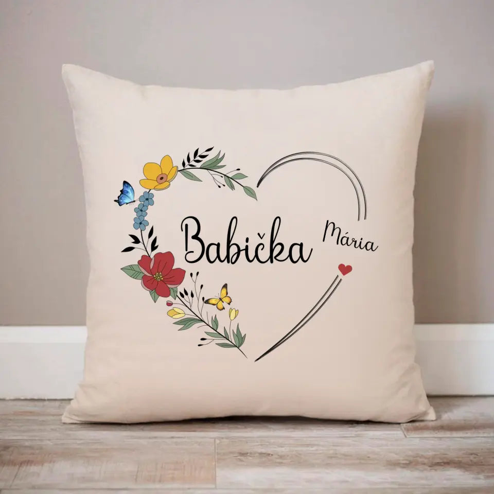 Babička - Srdce s kvetmi