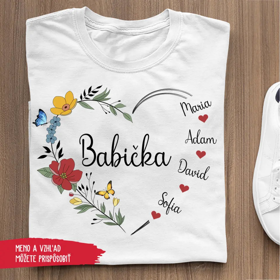 Babička - Srdce s kvetmi