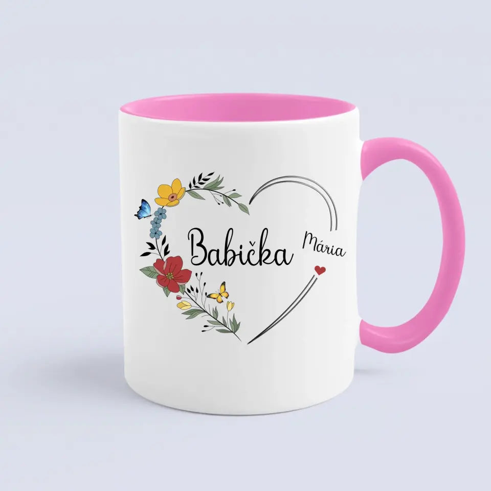 Babička - Srdce s kvetmi