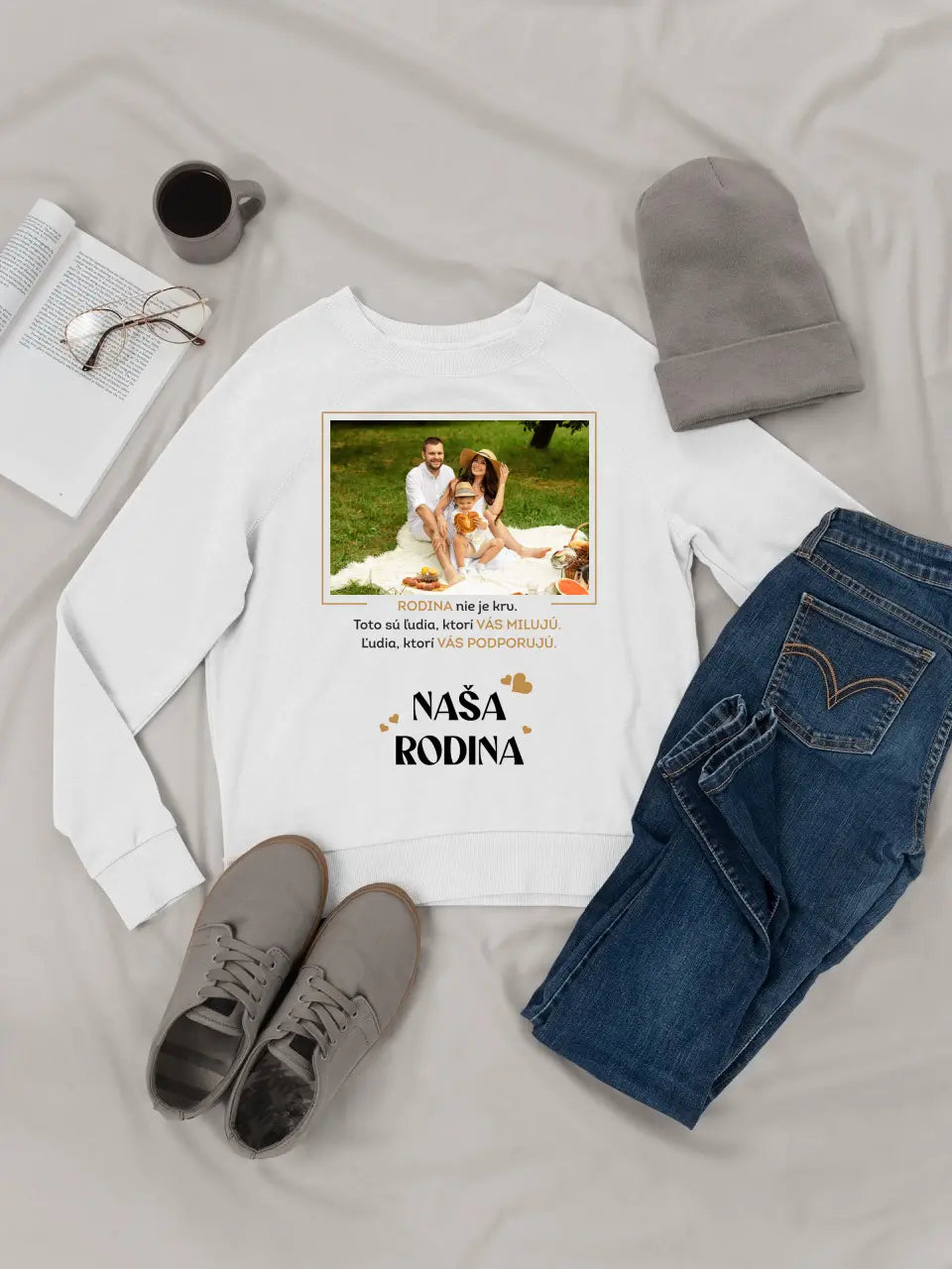 Akrylové sklo - fotka rodiny s nápisom