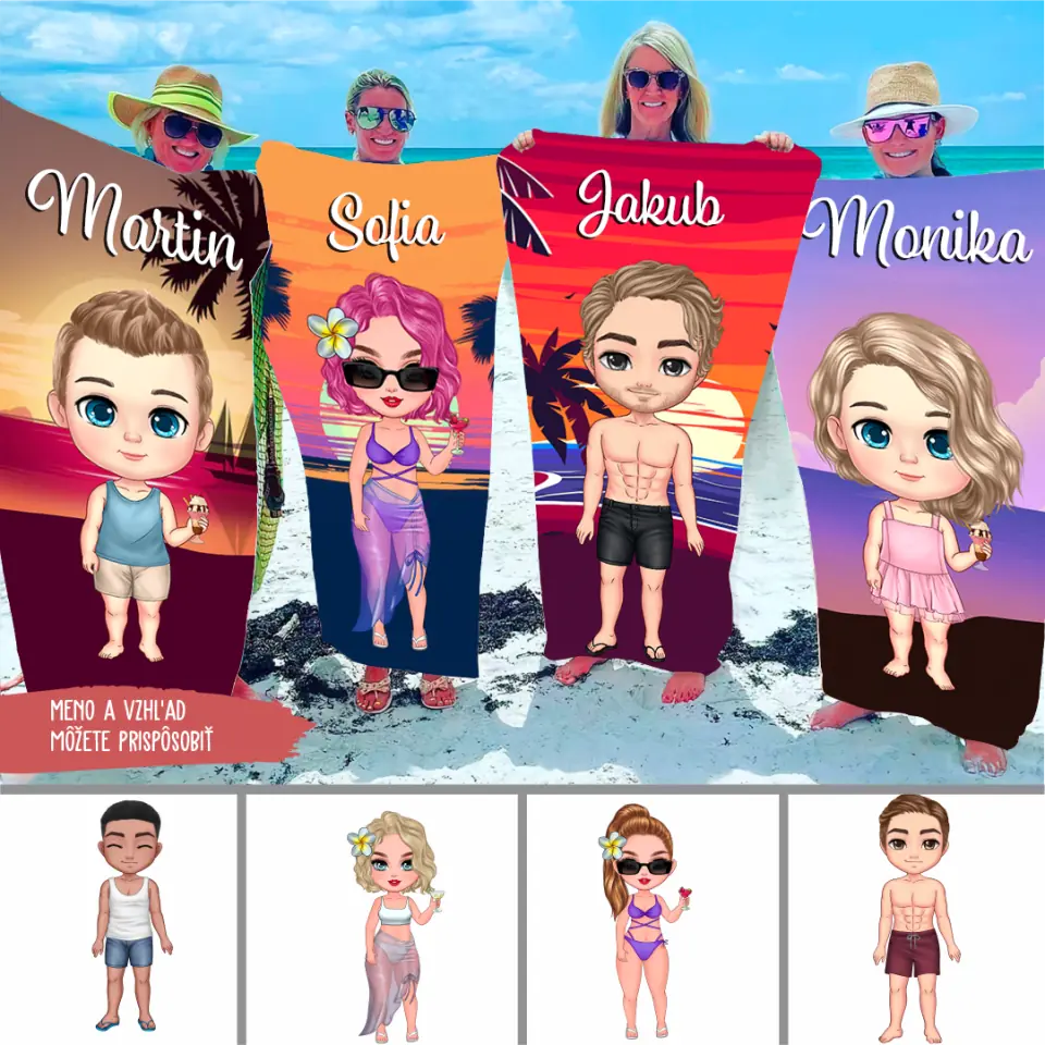 Plážový uterák Darcek Pre Priatelku Spersonalizovaný plážový uterák Západ slnka