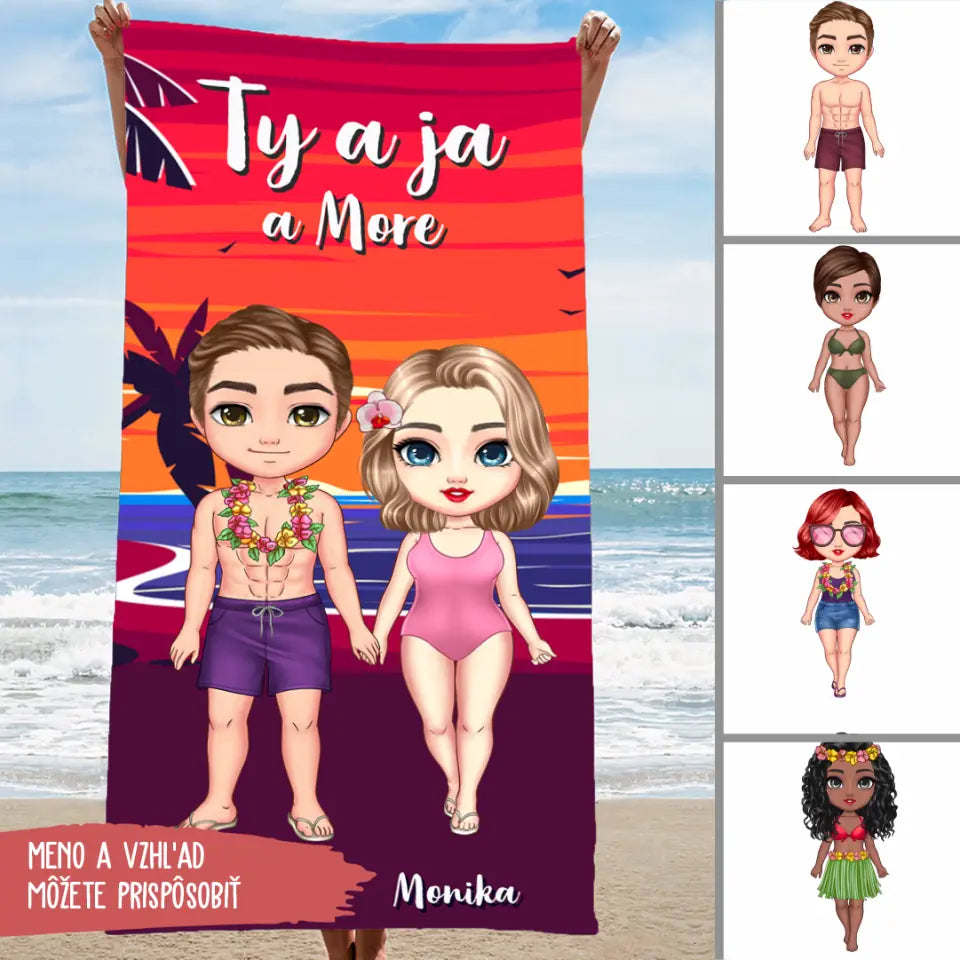 Plážový uterák Darček Pre Manželku Ty a ja a More