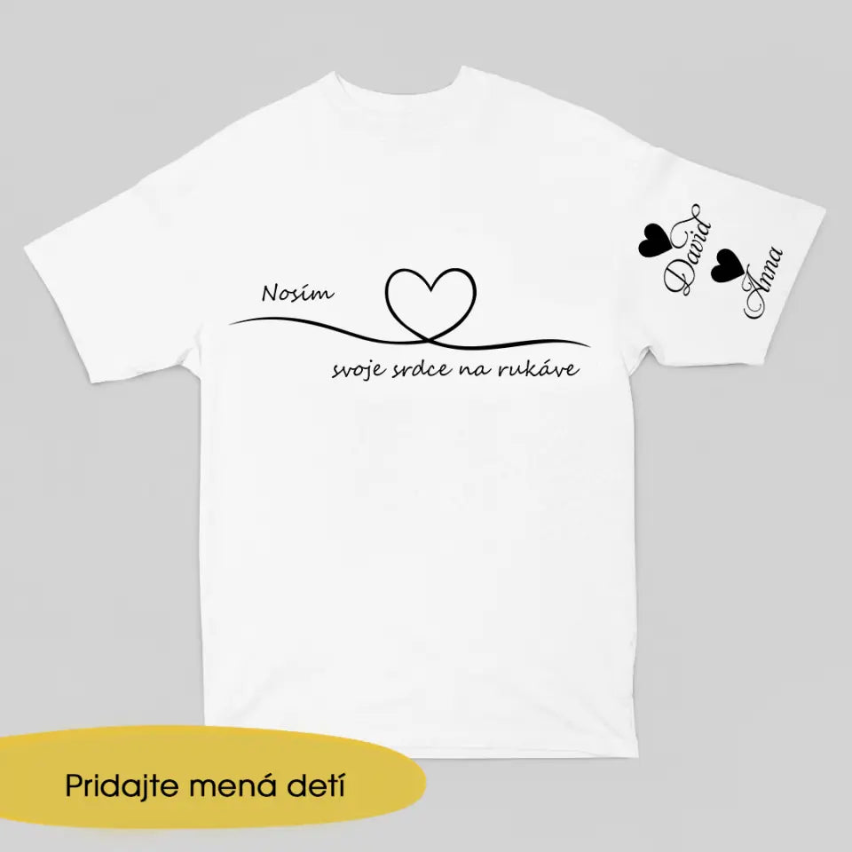 Farebné tričko s personalizovaným rukávom Darček Pre Otca K 70 Nosím svoje srdce na rukáve