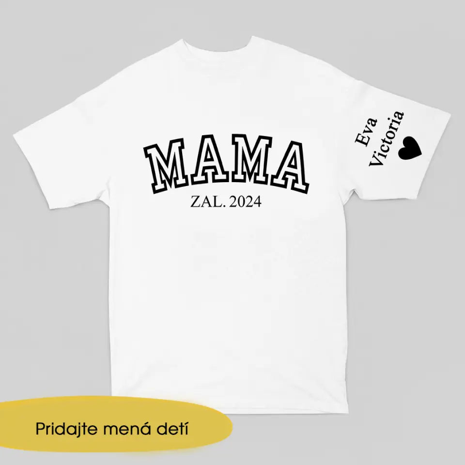 Farebné tričko s personalizovaným rukávom Darček Pre Mamičku Priestor Spoločných Chvíľ - Mama