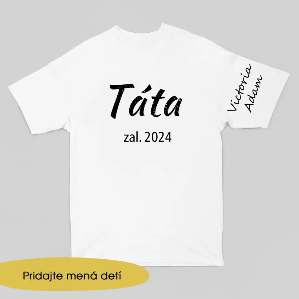 Farebné tričko s personalizovaným rukávom Dar Pre Otca Šťastie v Obraze - Táta