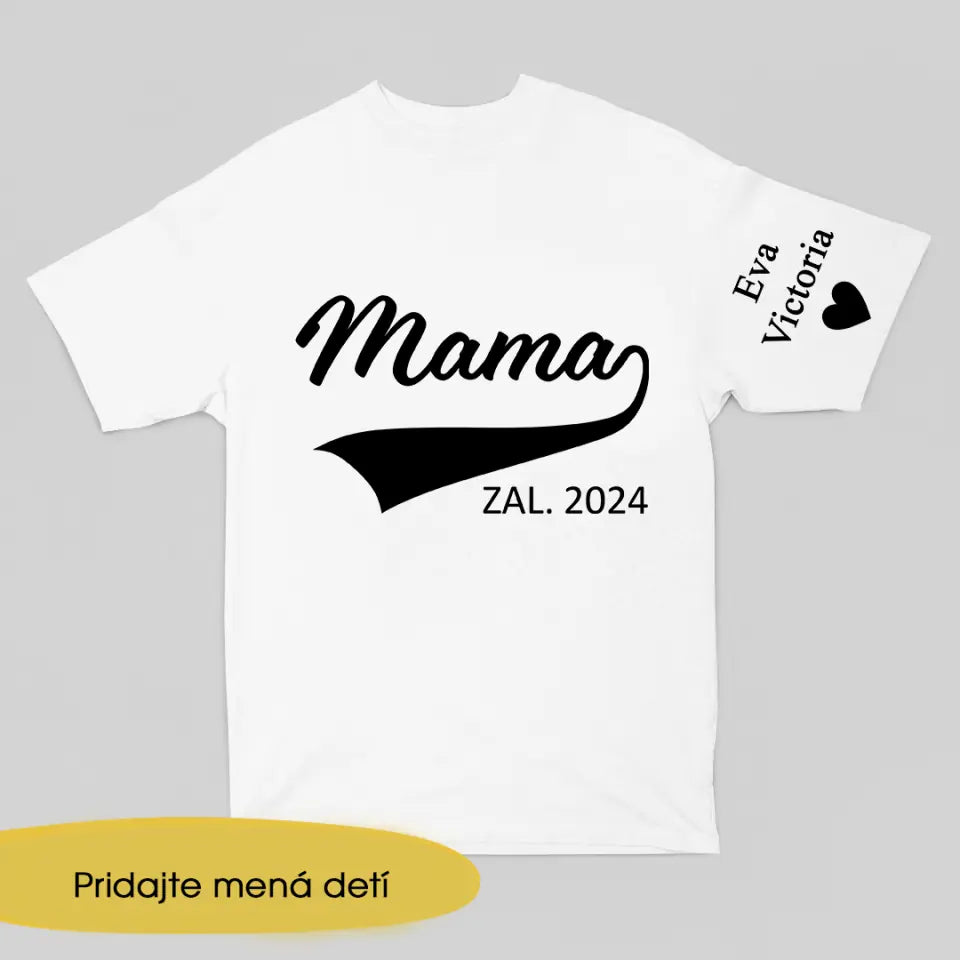 Farebné tričko s personalizovaným rukávom Pre Mamu Darcek Mama - Mágia Vlastných Slov