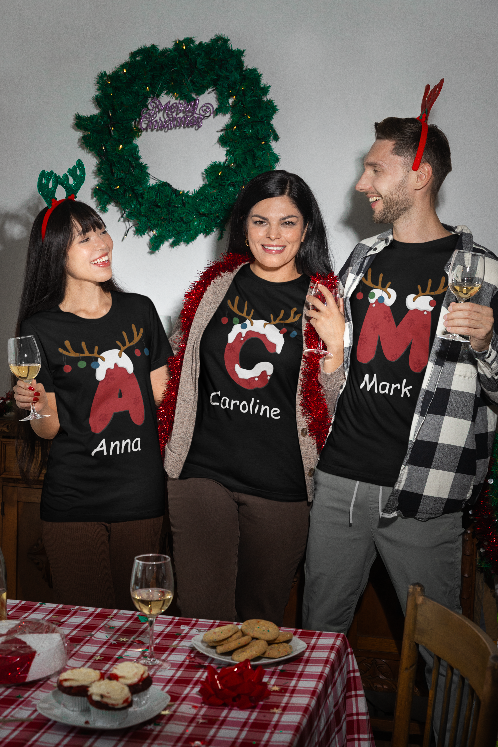 457 Vianočné tričko s vaším menom a písmenom