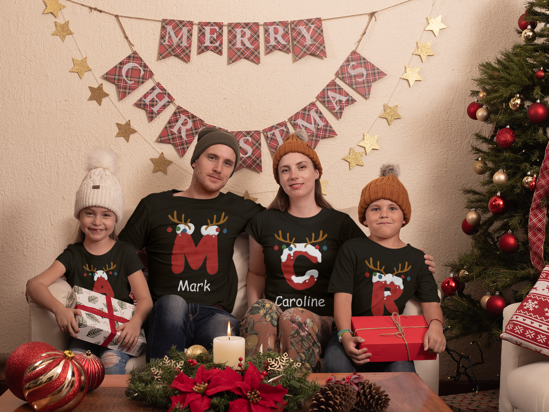 457 Vianočné tričko s vaším menom a písmenom