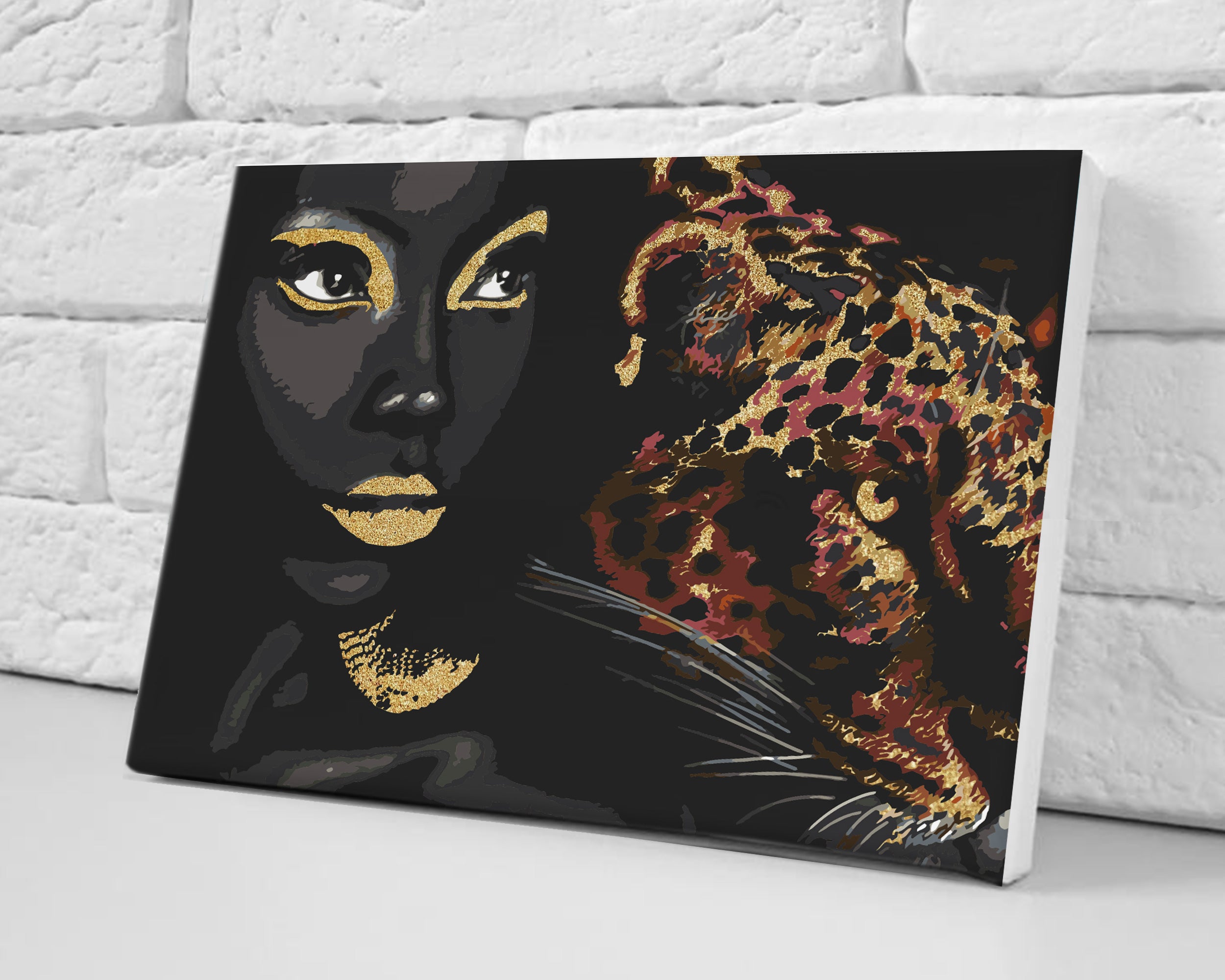 Žena a tiger so zlatými prvkami (YY0399)