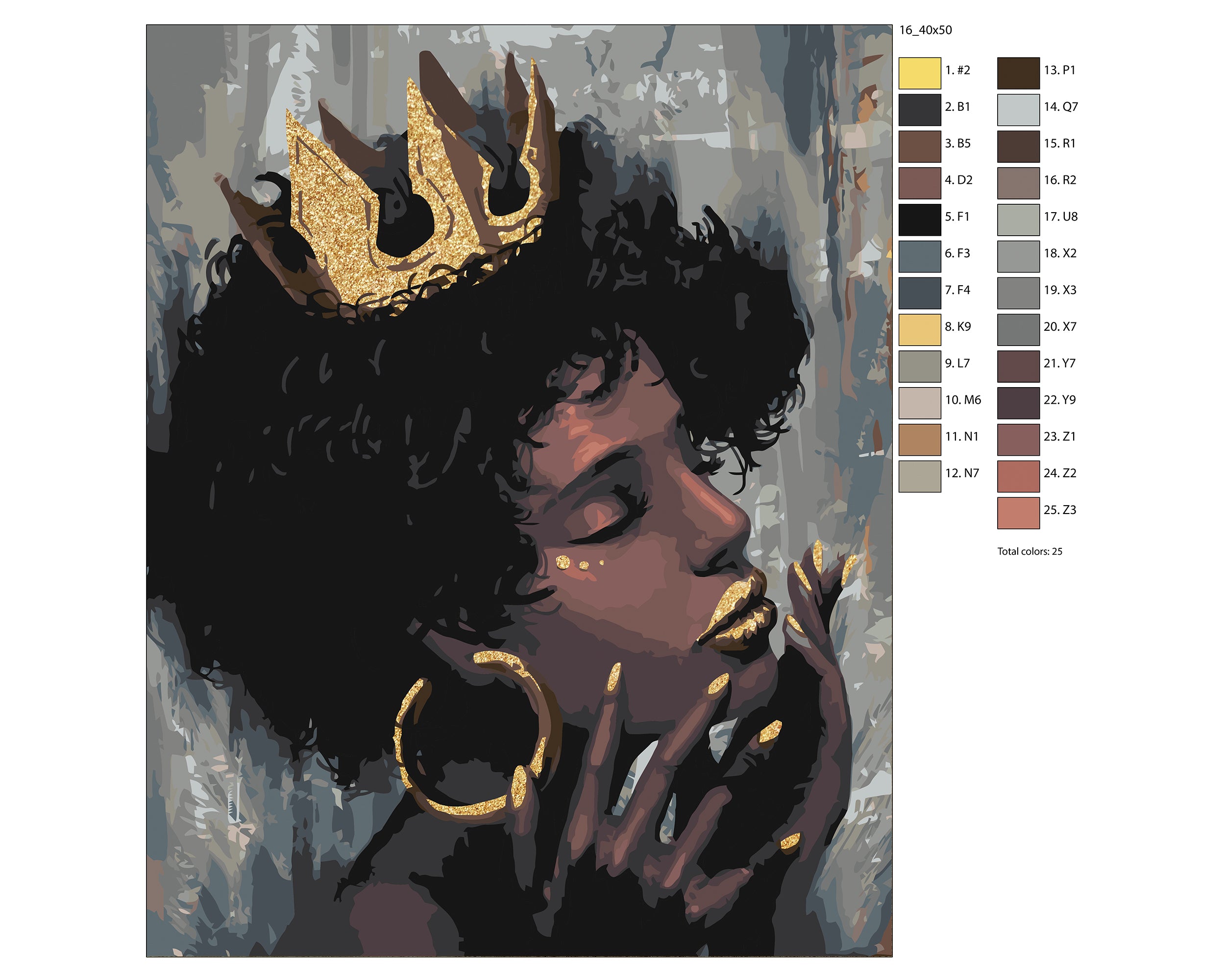 Žena s korunou a zlatými perami (PC0450)