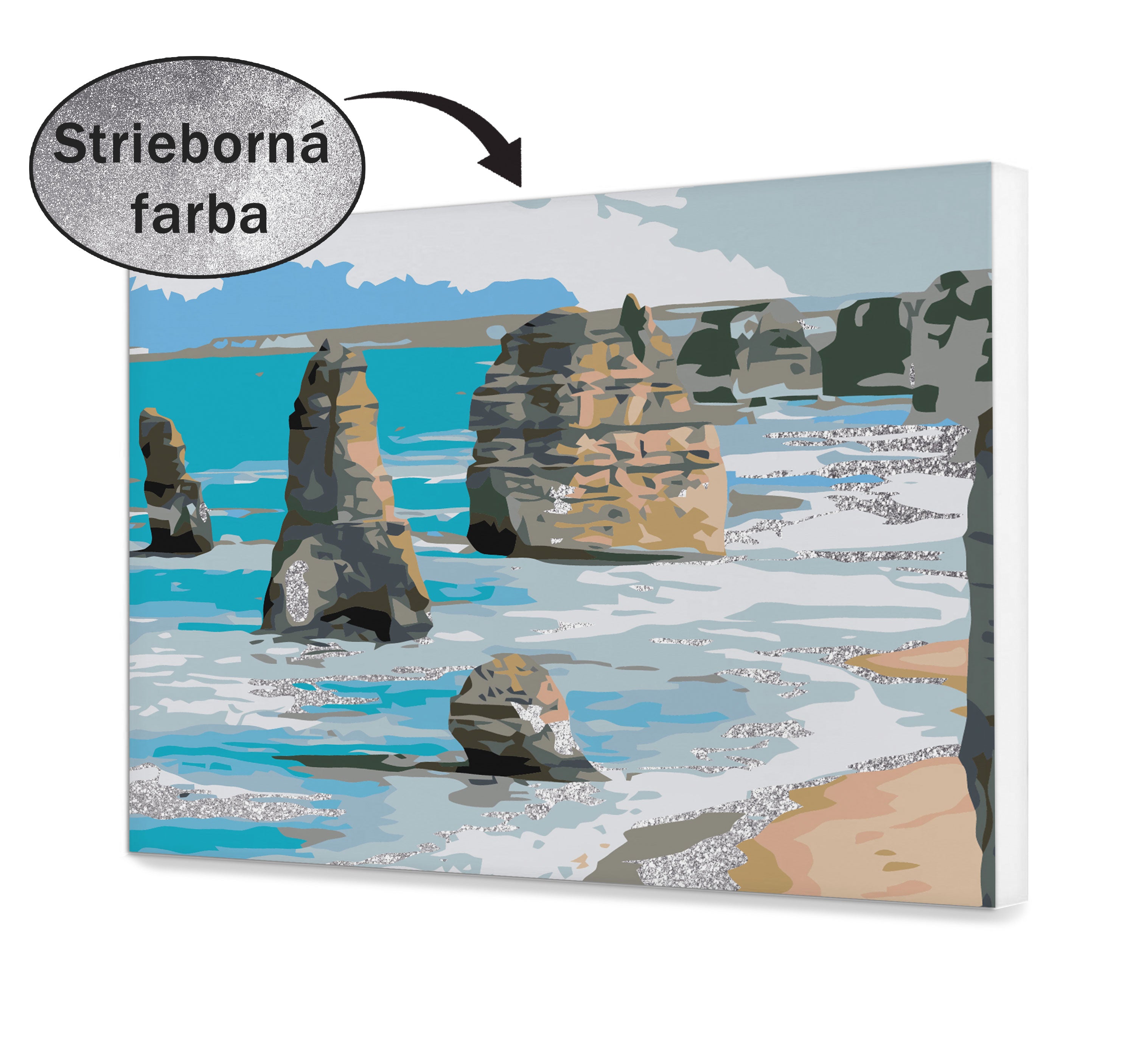 Maľovanie podľa cisel - Strieborné pobrežie oceánu