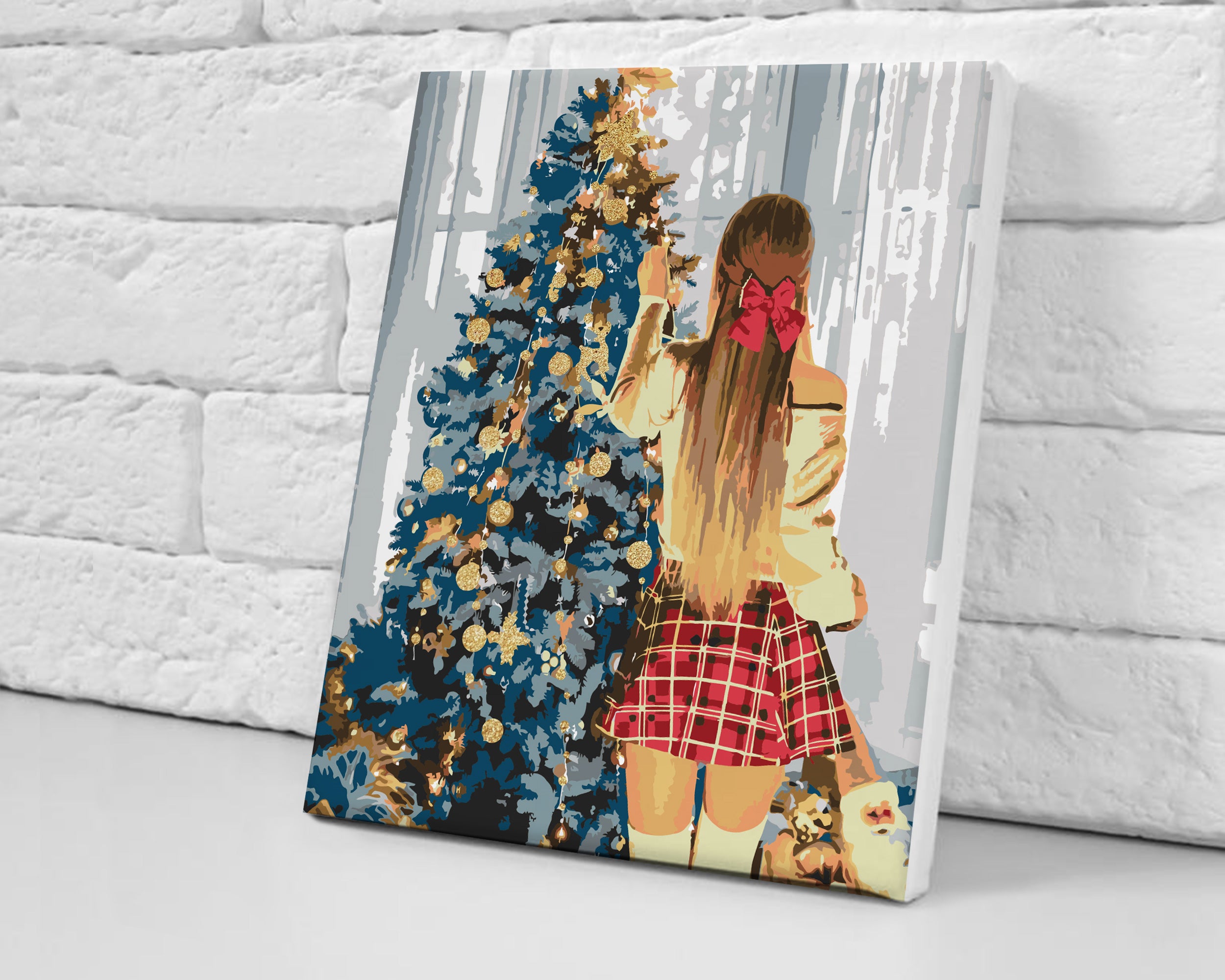 Dievča a vianočný stromček (CH0643)