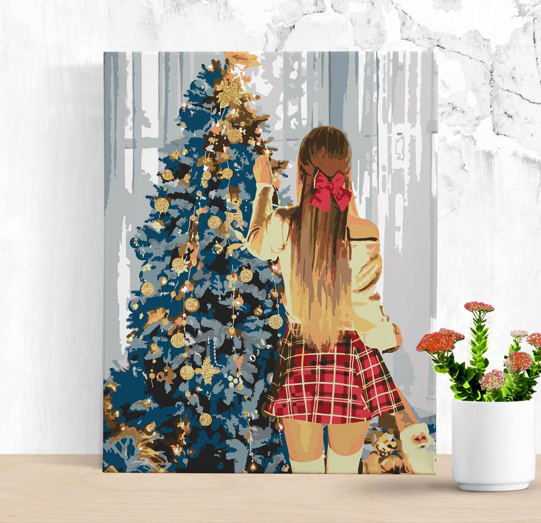 Dievča a vianočný stromček (CH0643)