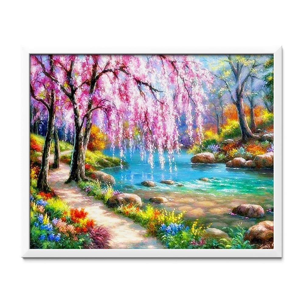 Mozaika - Ružový strom Vistéria  - 40x50cm