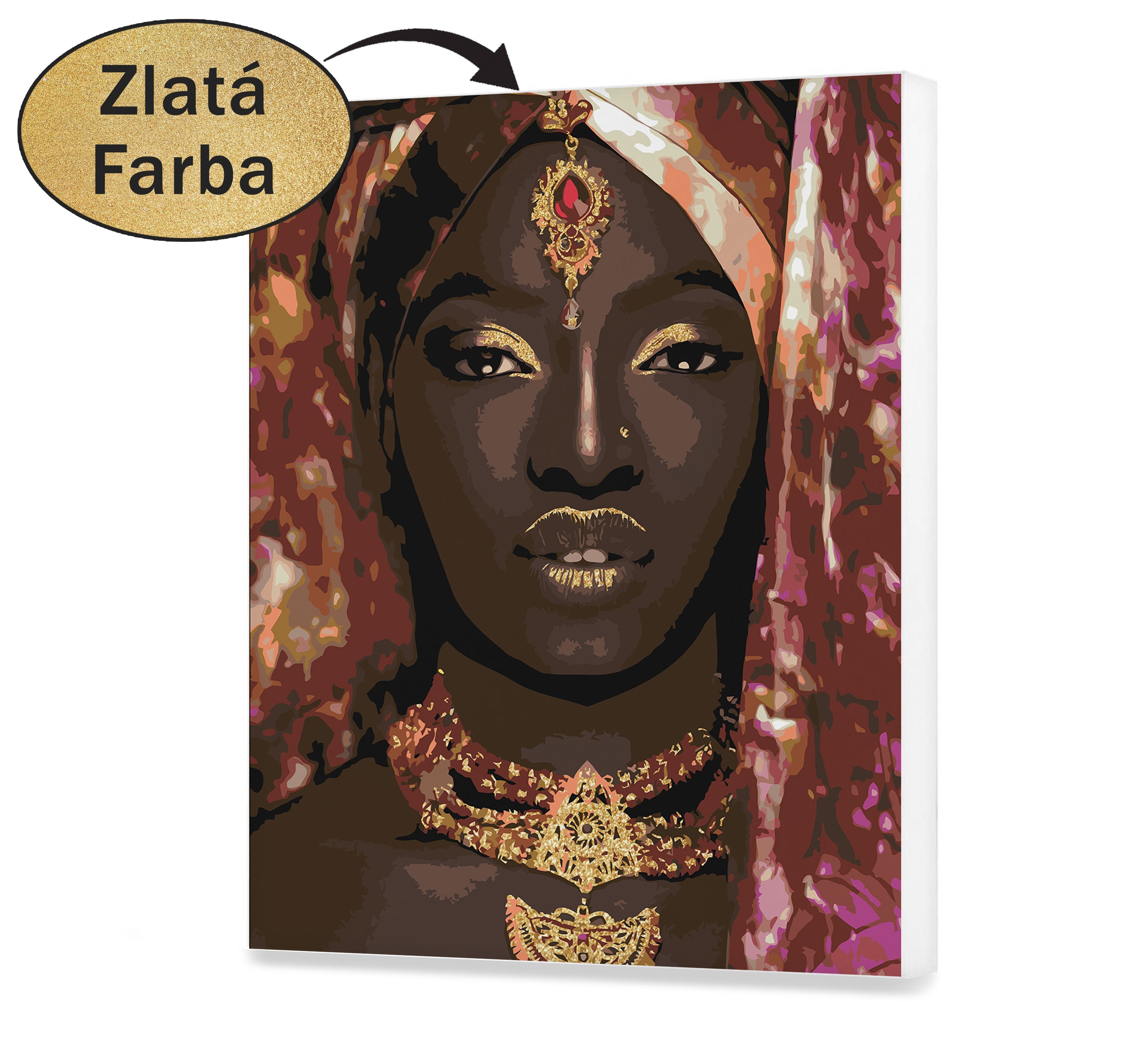 Malovanie podla cisel - Žena so zlatými šperkami