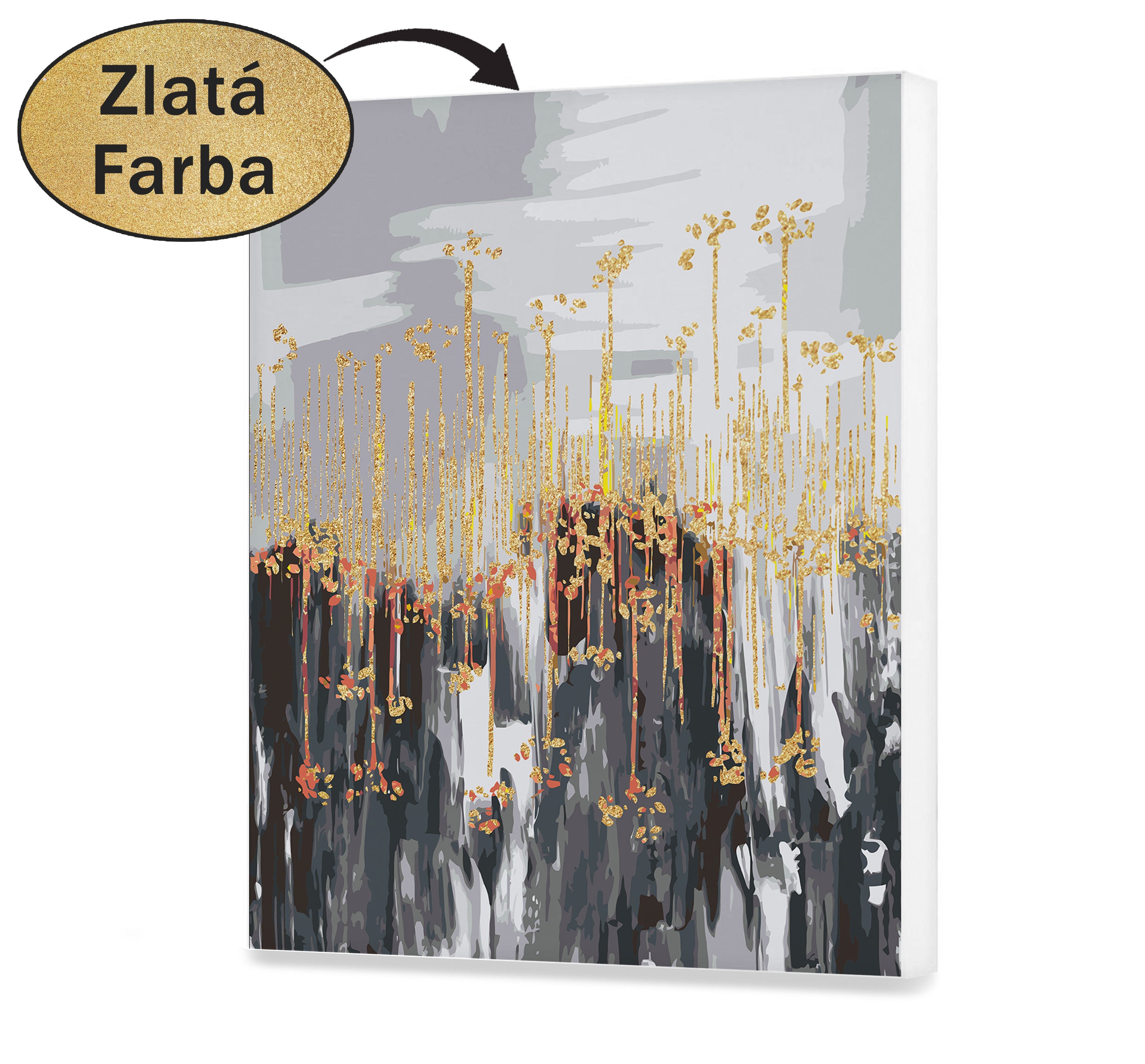 Malovanie podla cisel - Abstrakcie Zlaté prvky