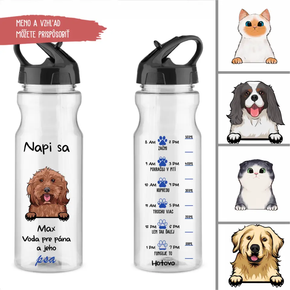 Fľaša na vodu Personalizovane Darceky Voda pre pána a jeho psa
