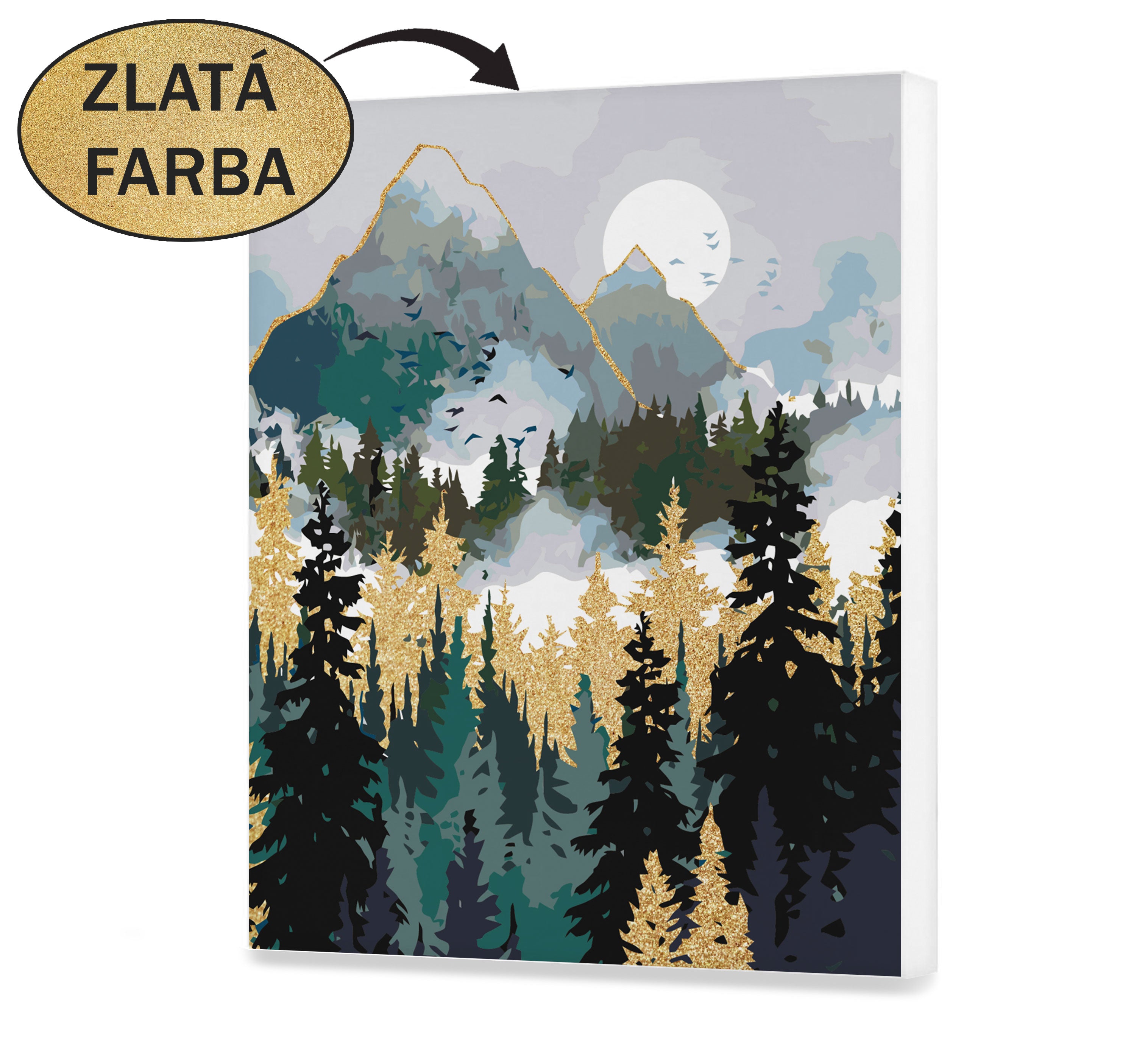 Maľovanie podľa cisel - Nočný zlatý les