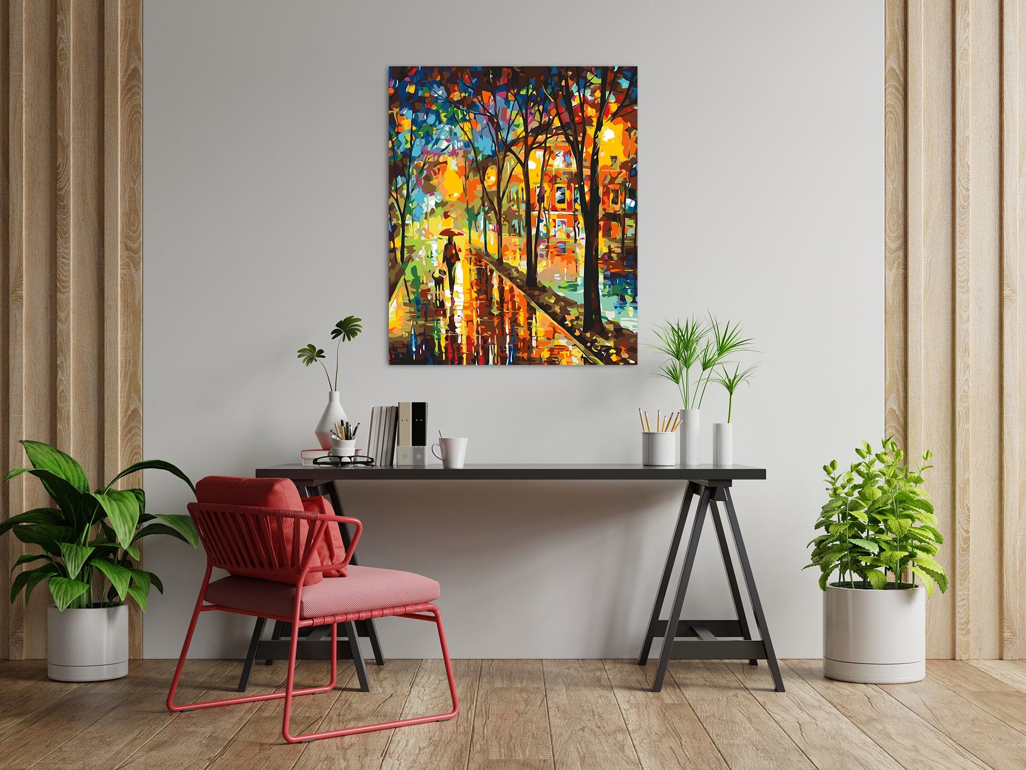 Večerná ulica s lampášmi