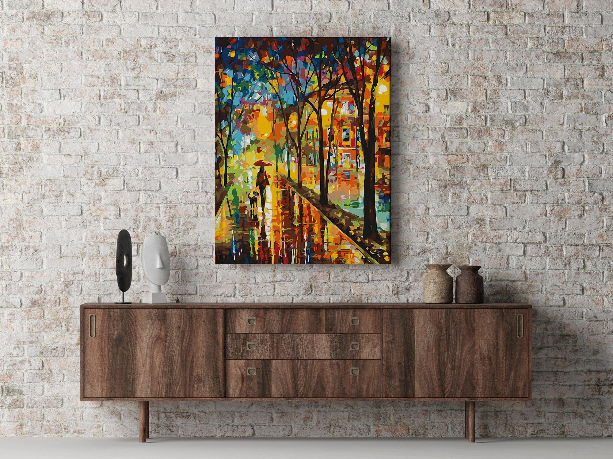 Večerná ulica s lampášmi