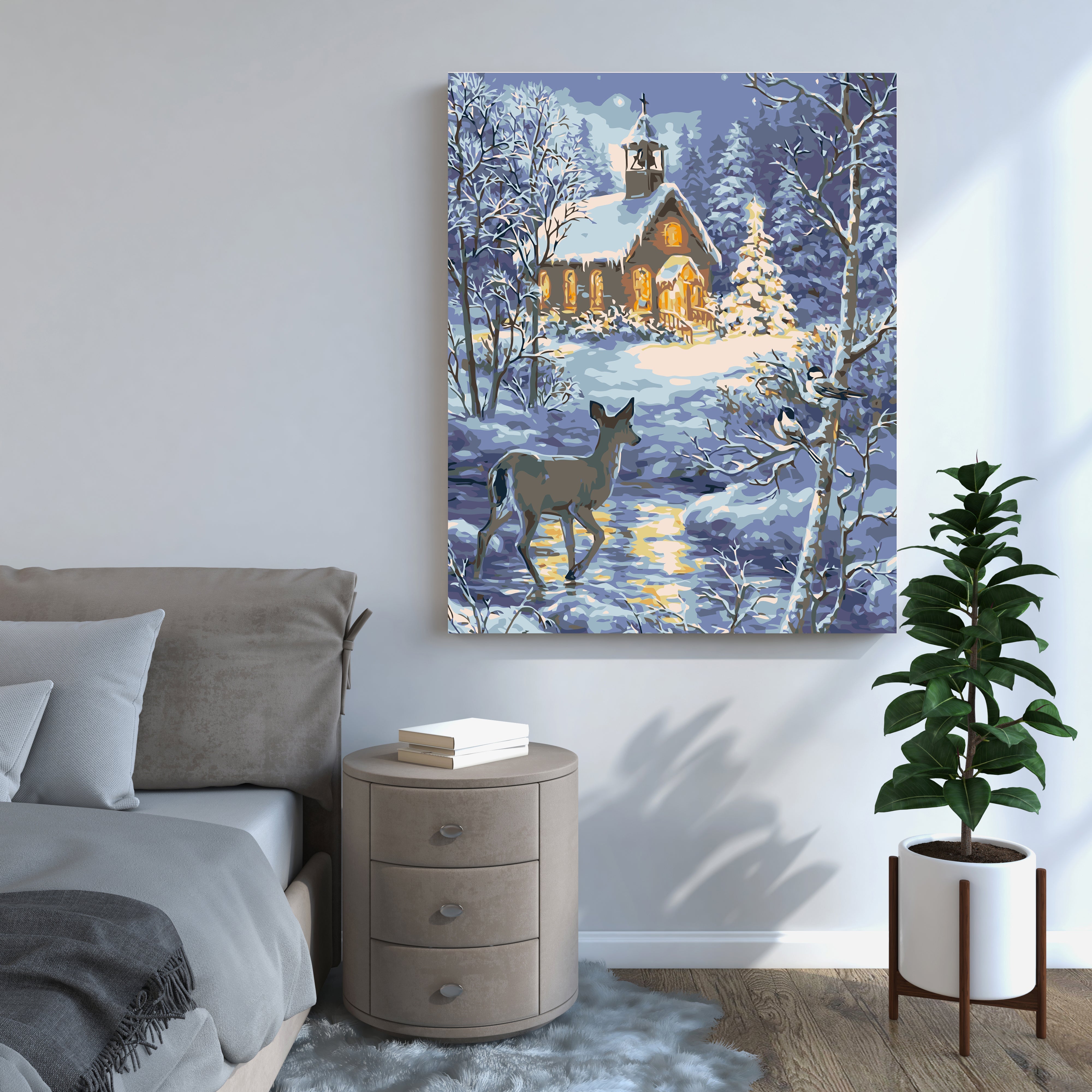 Kostol v zimnom lese