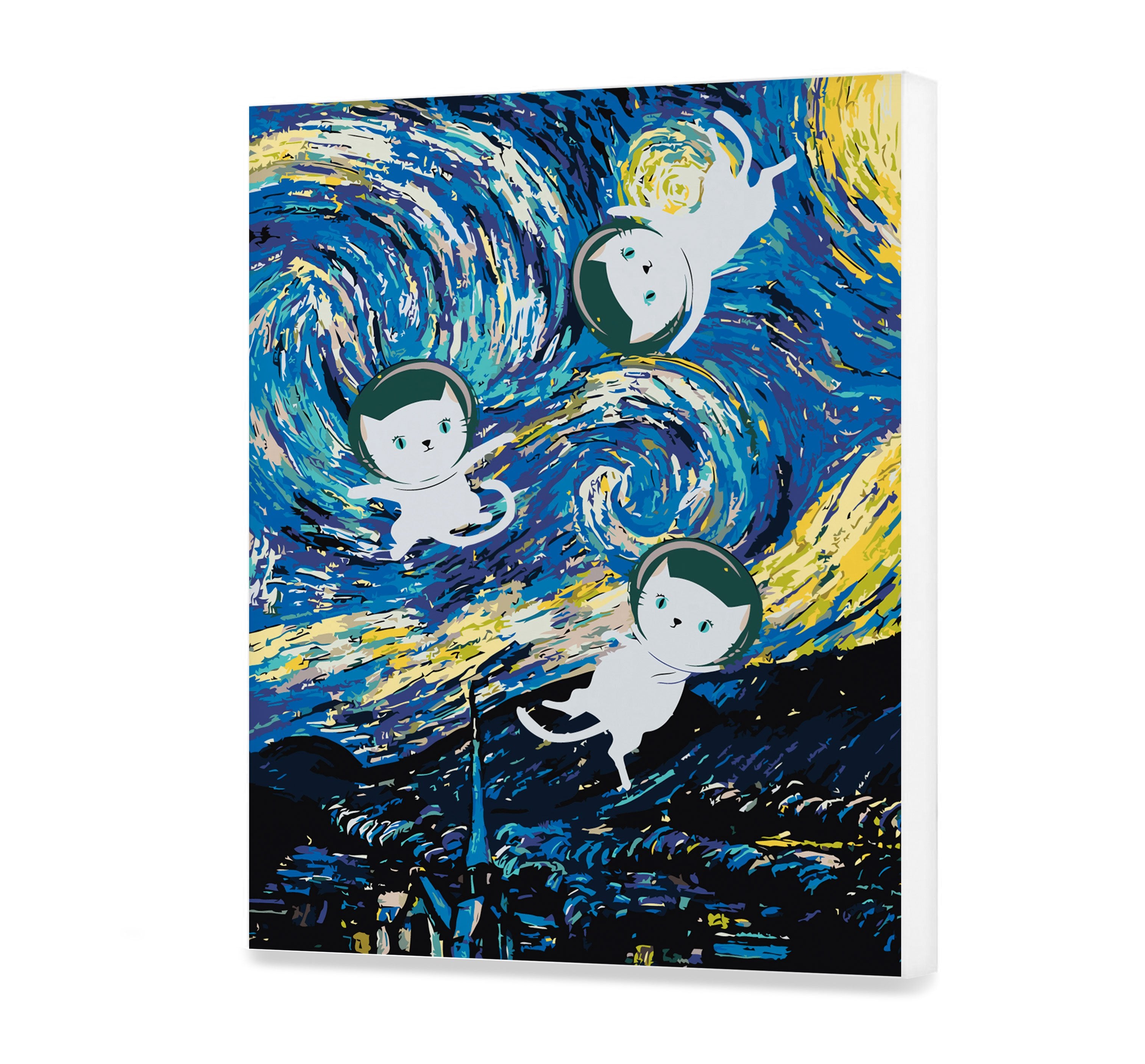 Malovanie podla cisel - Van Gogh. Hviezdna Noc. Vtipné Mačky