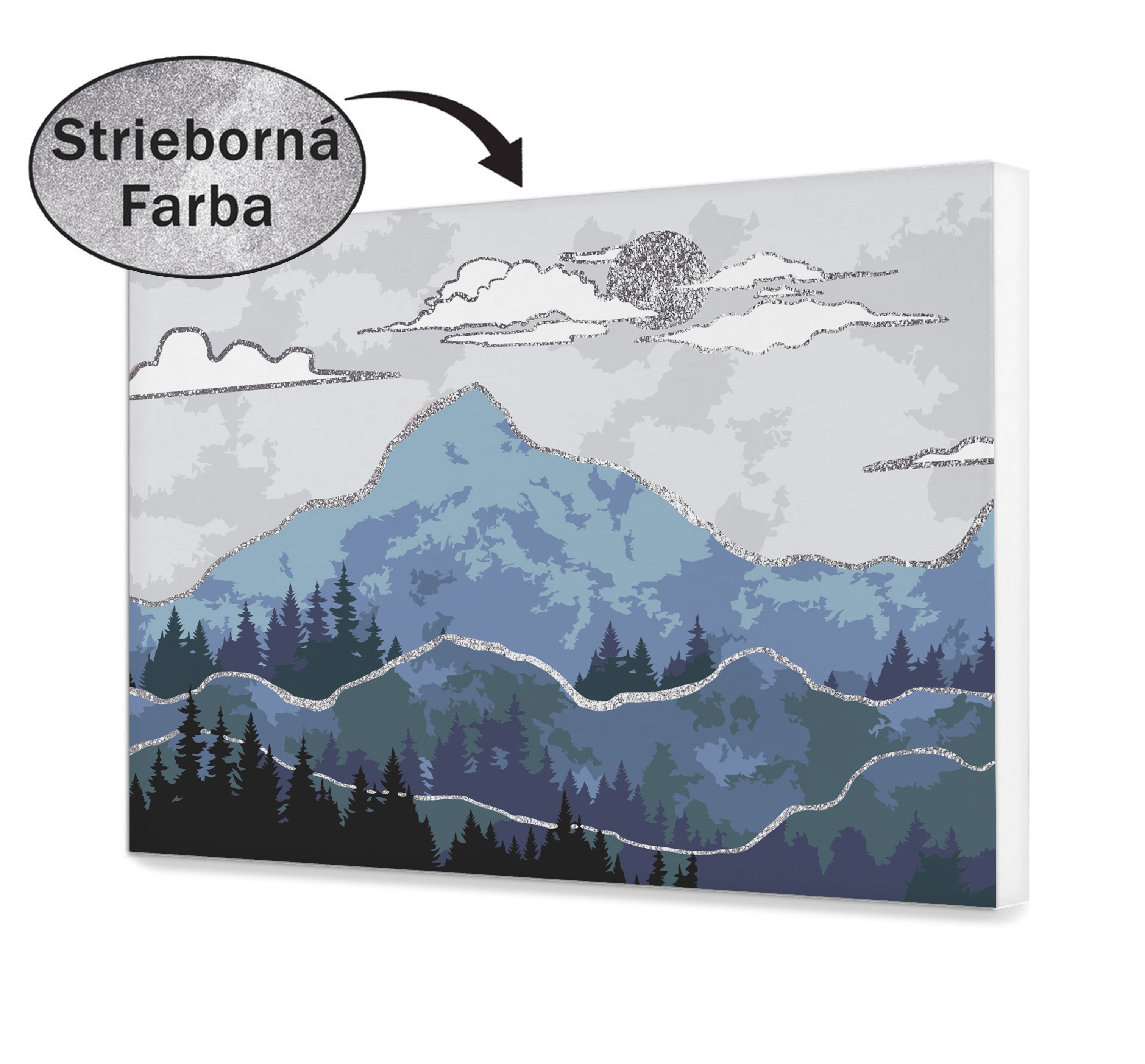 Plátno podľa čísla - Strieborné hory v lese
