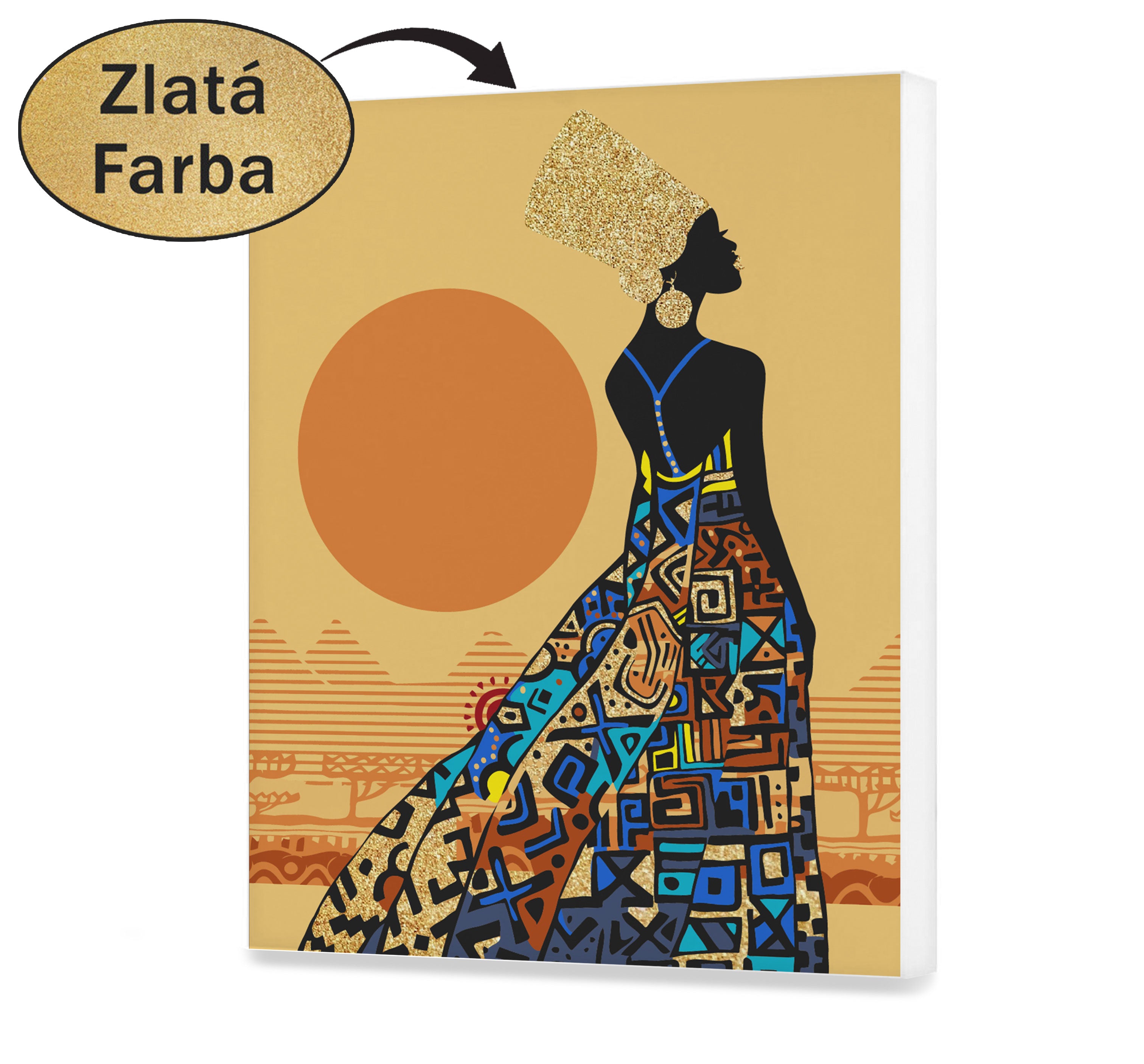 Plátno podľa čísla - Žena pri západe slnka