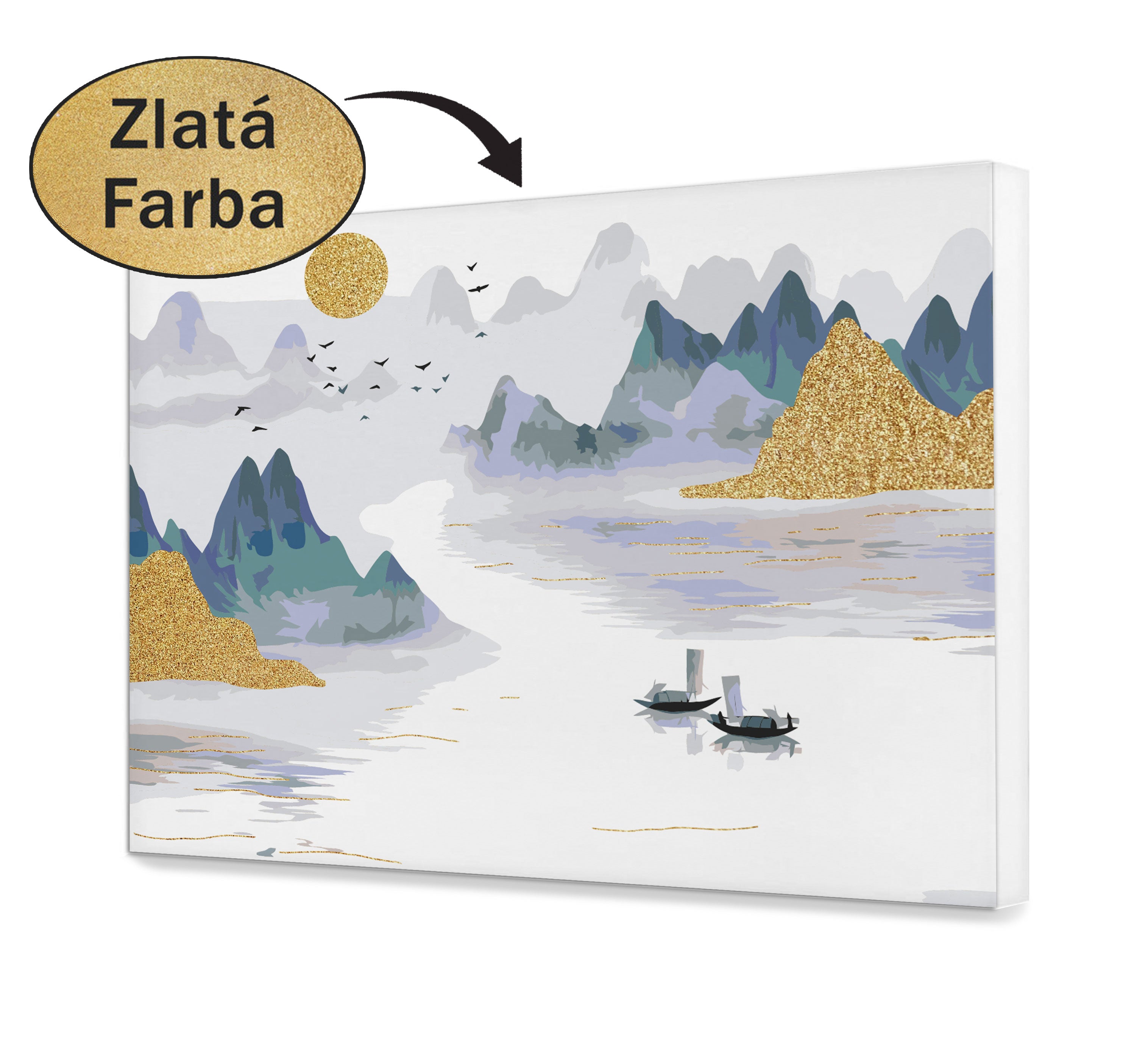 Malovanie podla cisel - Západ slnka na jazere