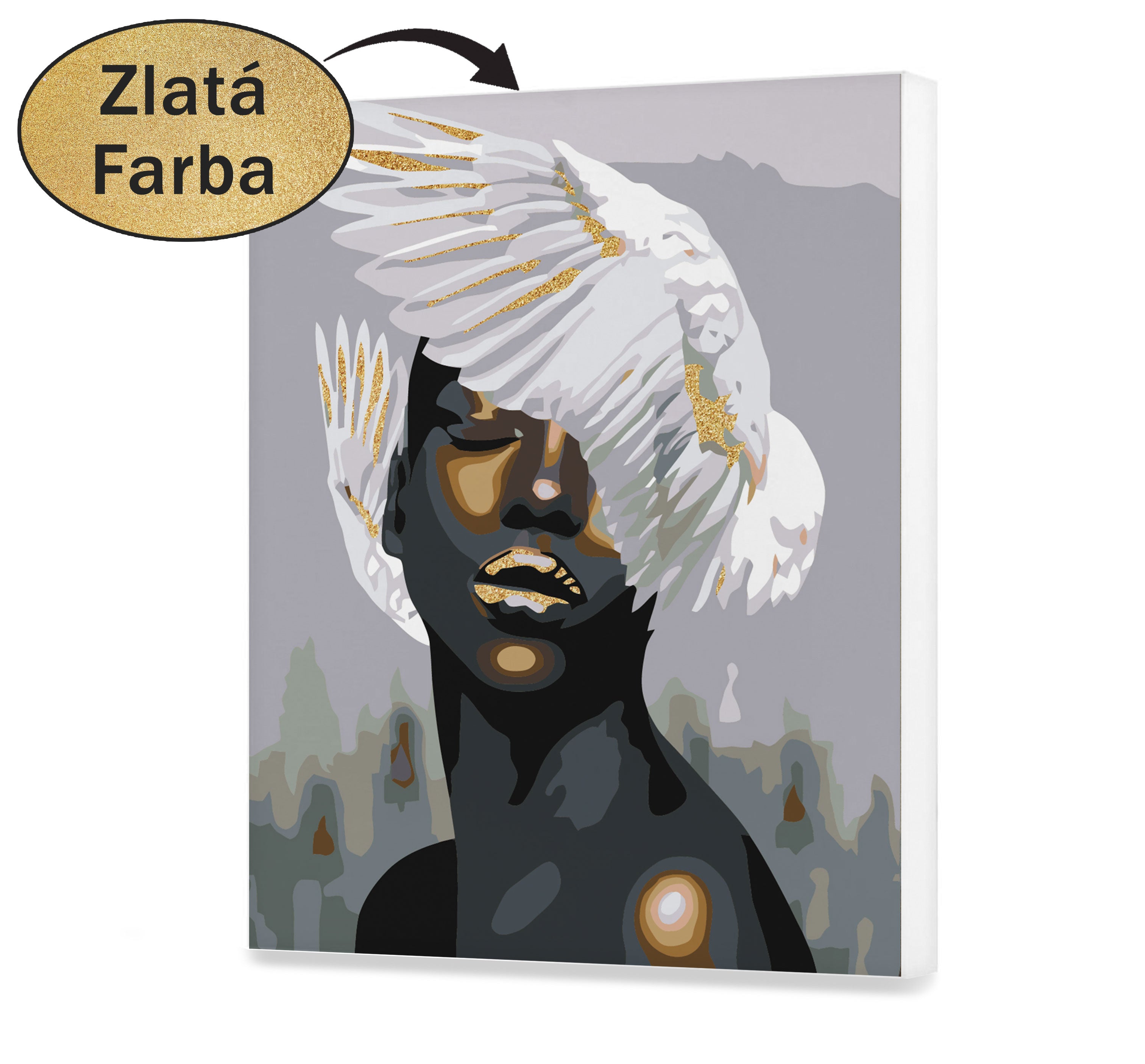 Malovanie podla cisel - Žena so zlatou pusou