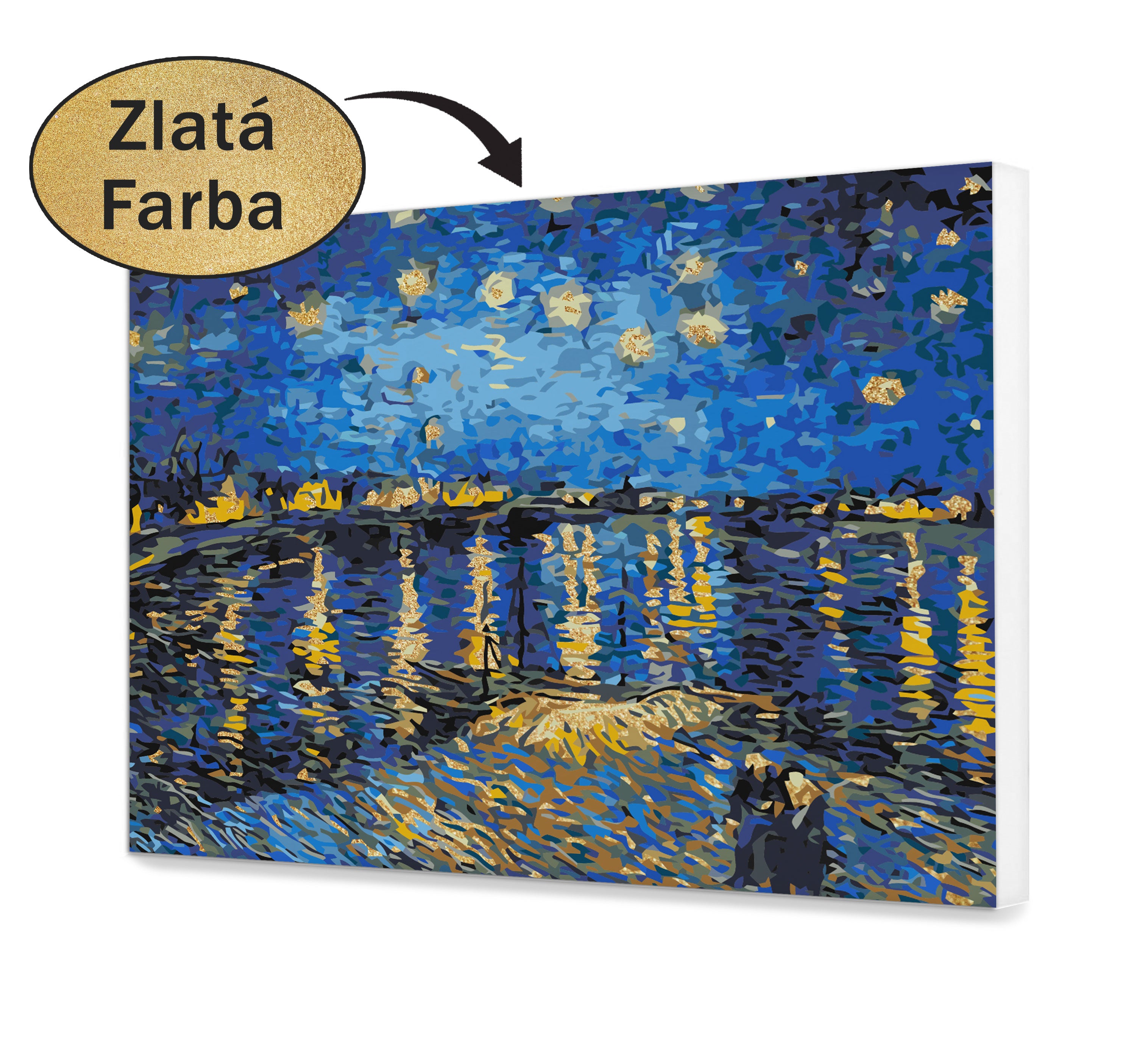 Malovanie podla cisel - Zlatá farba hviezdnej noci