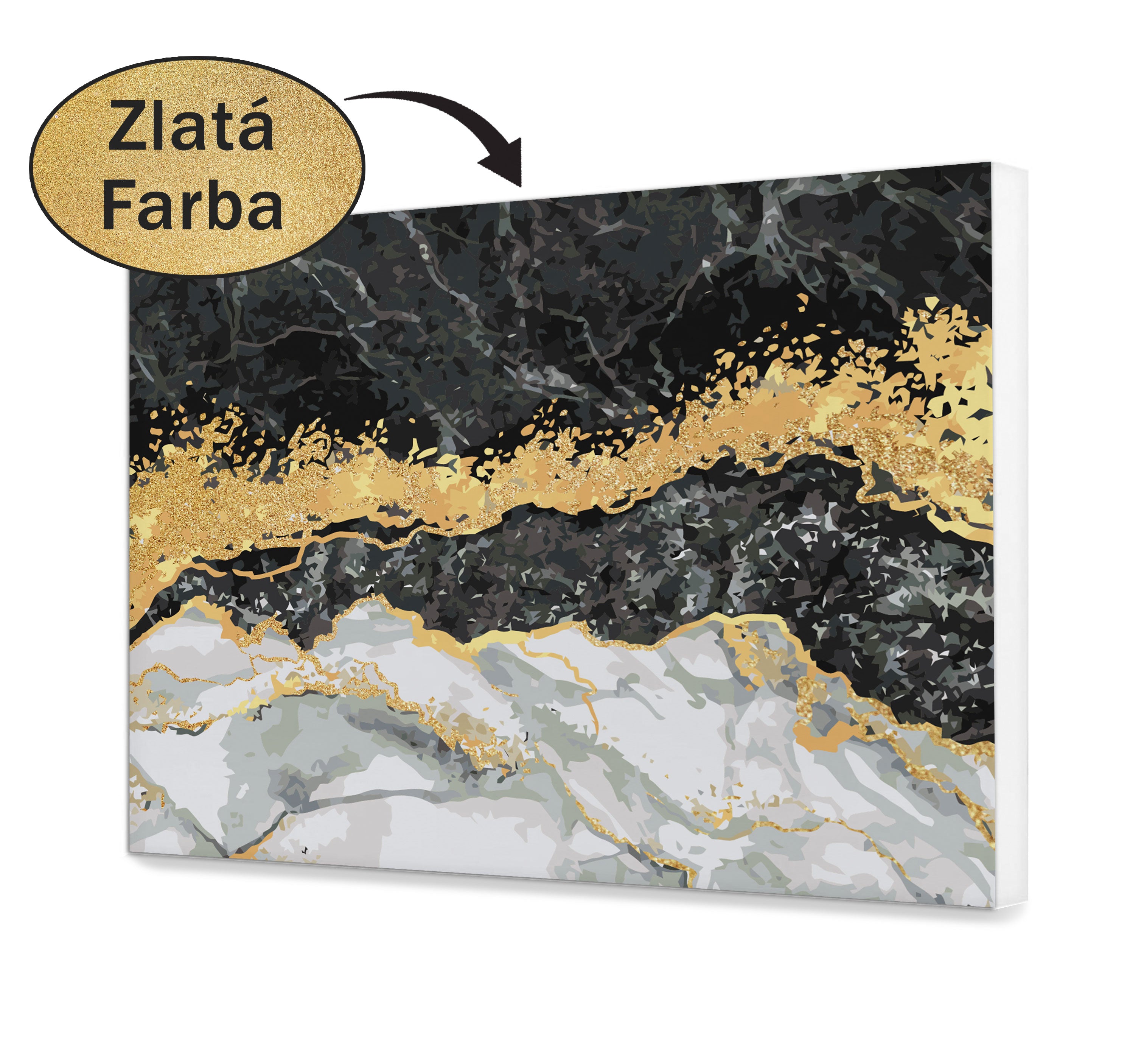 Plátno podľa čísla - Zlatý čierny mramor
