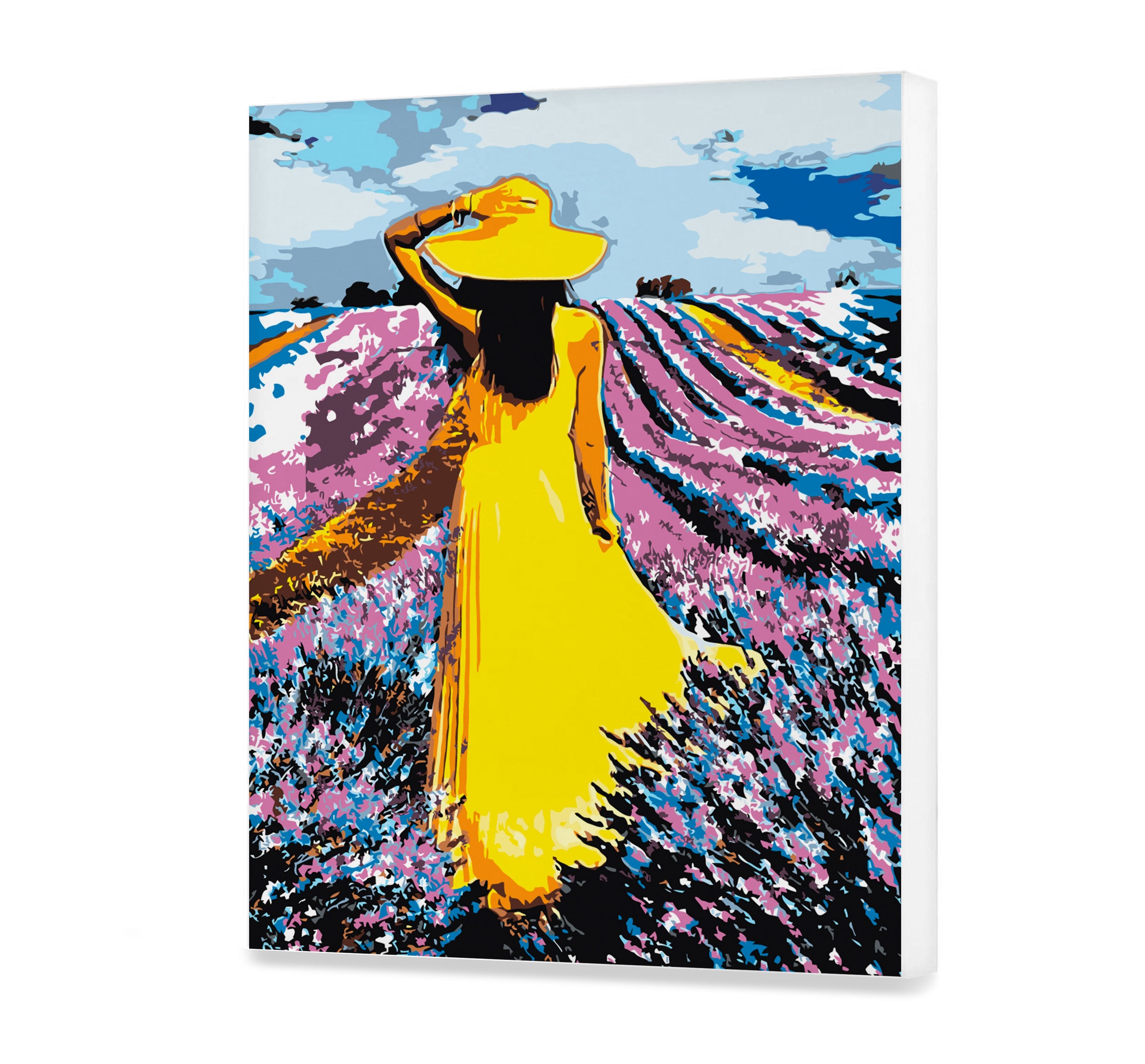 Malovanie podla cisel - Dievča V Žltých Šatách, Levanduľové Pole