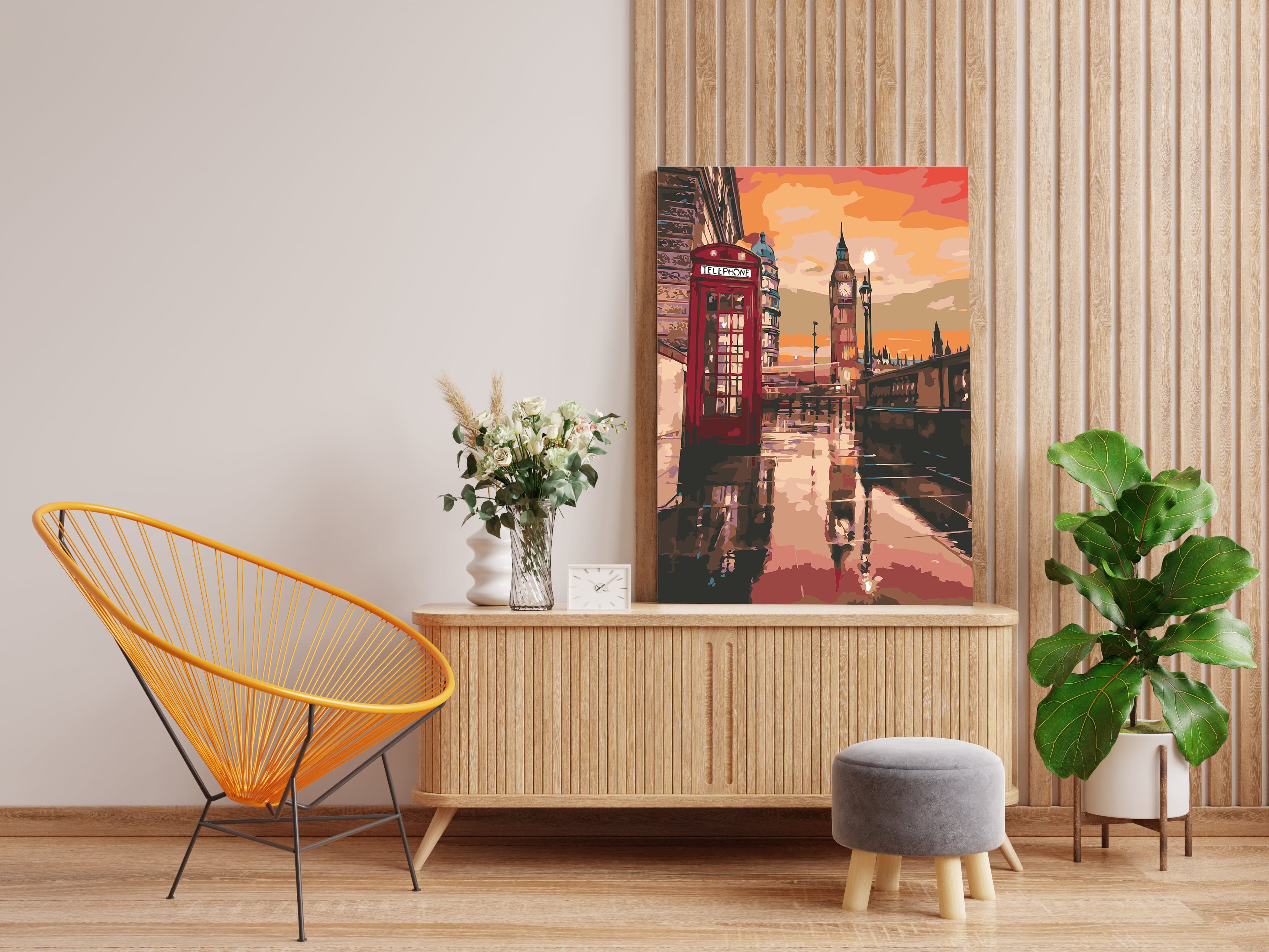 Daždivý Londýn pri západe slnka