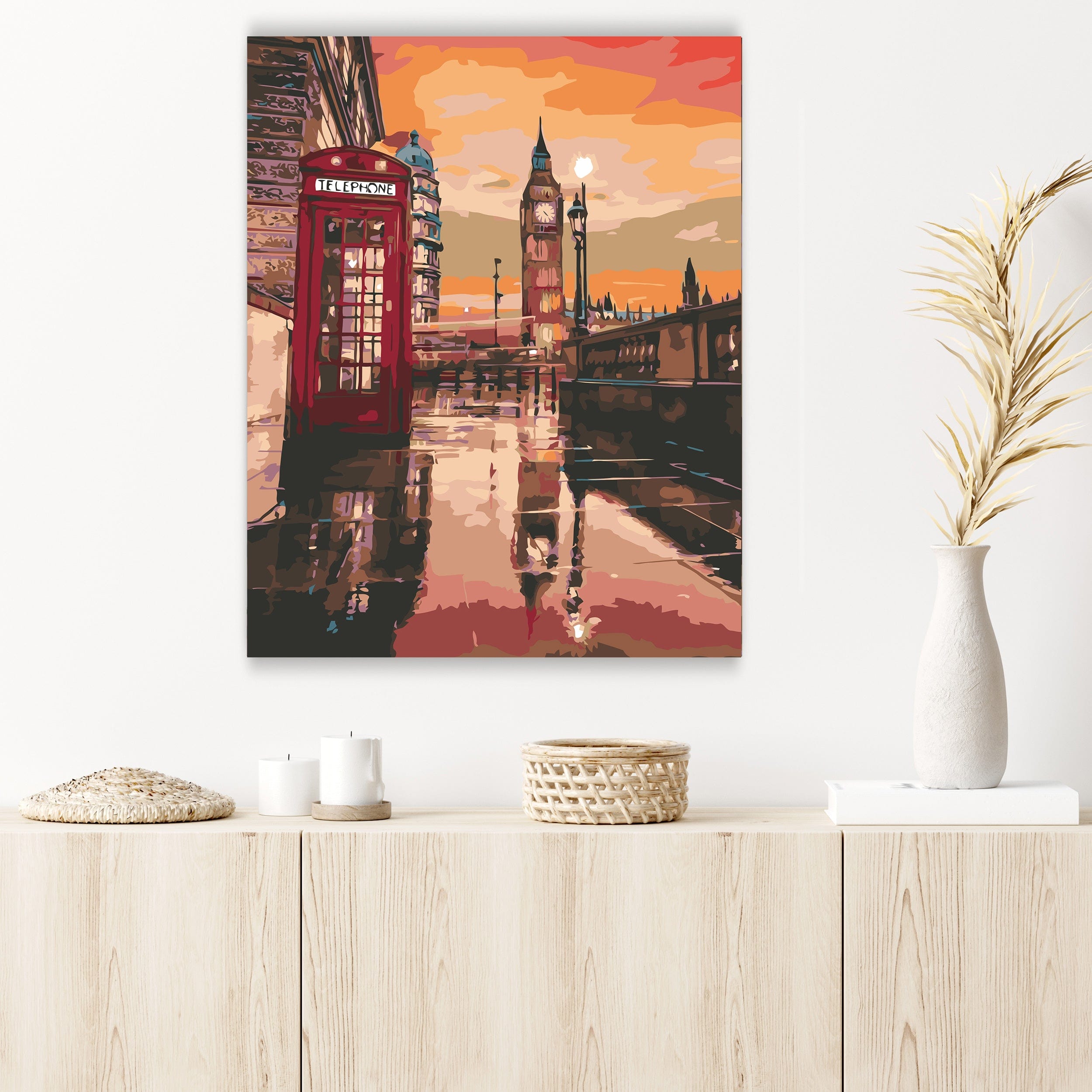 Daždivý Londýn pri západe slnka