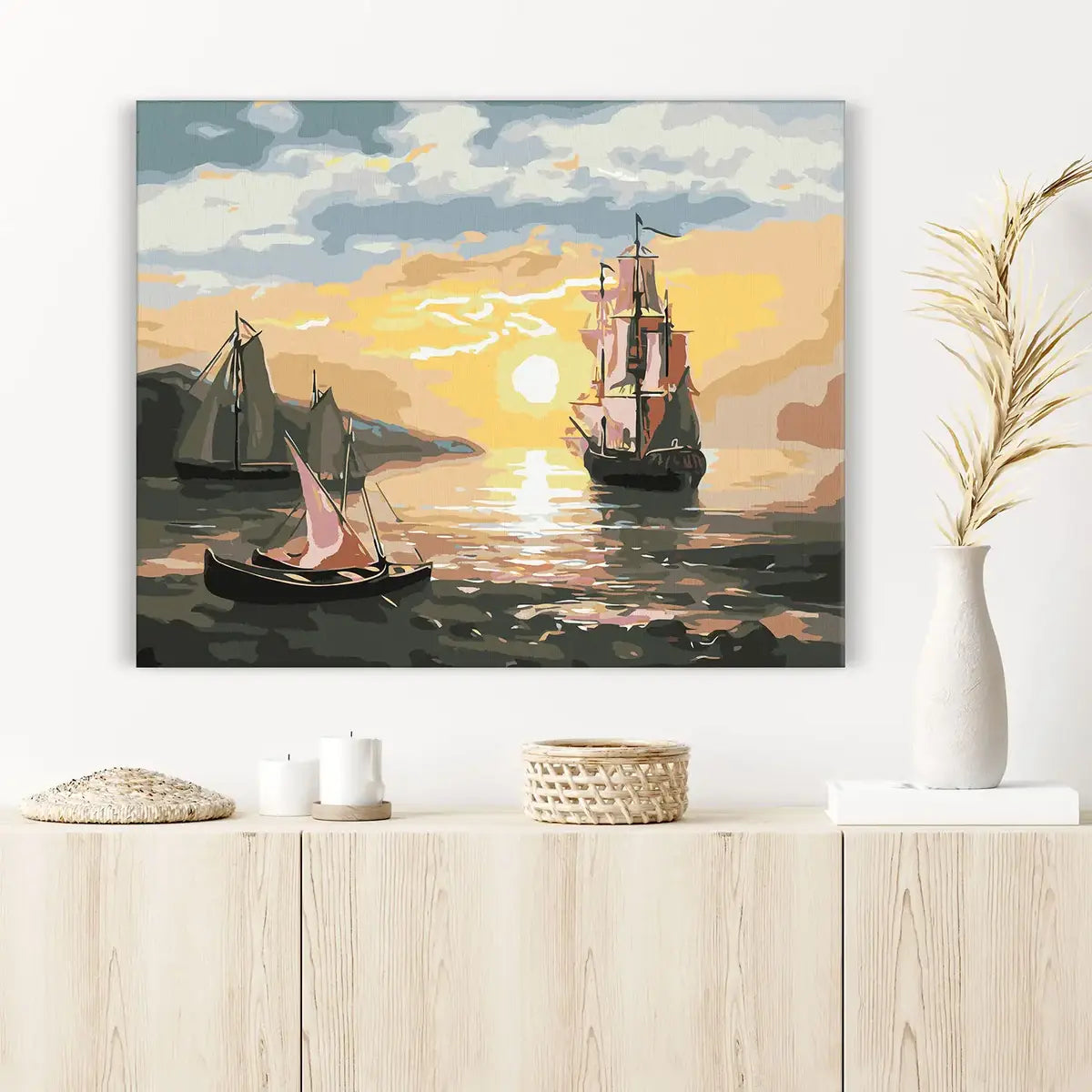 Lode pri západe slnka