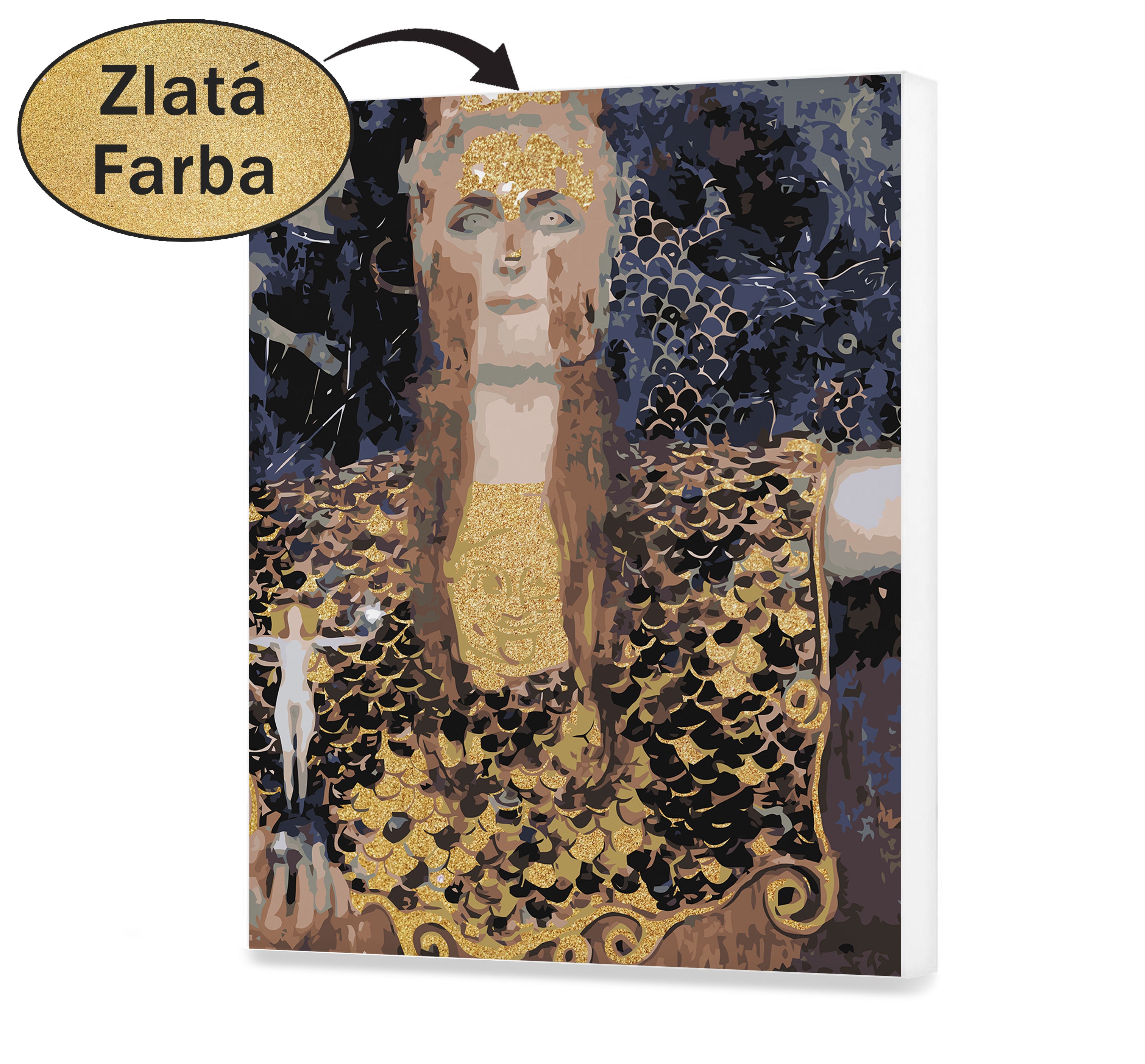 Malovanie podla cisel - Abstraktná zlatá žena