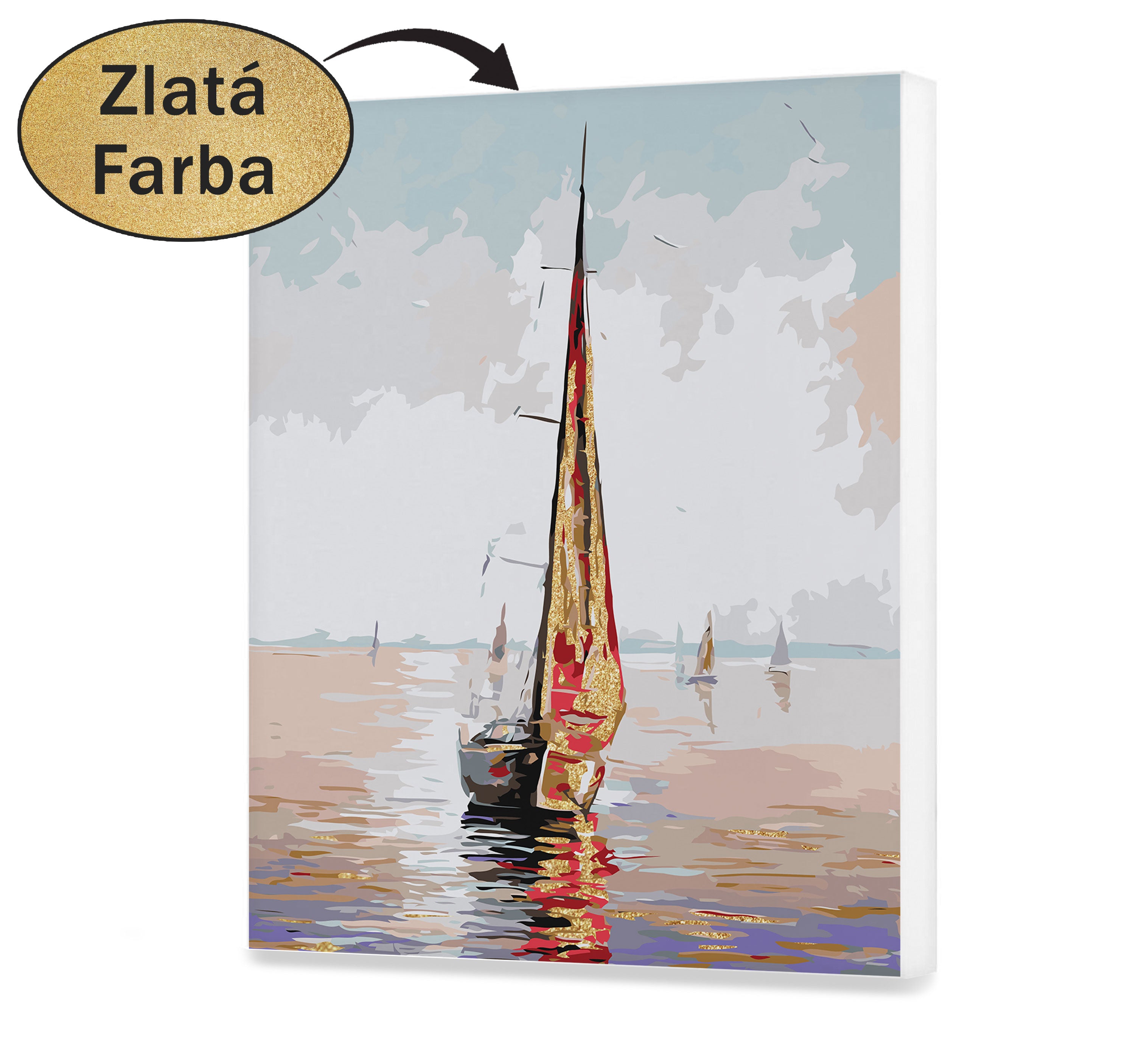 Plátno podľa čísla - Zlaté plachty na jazere