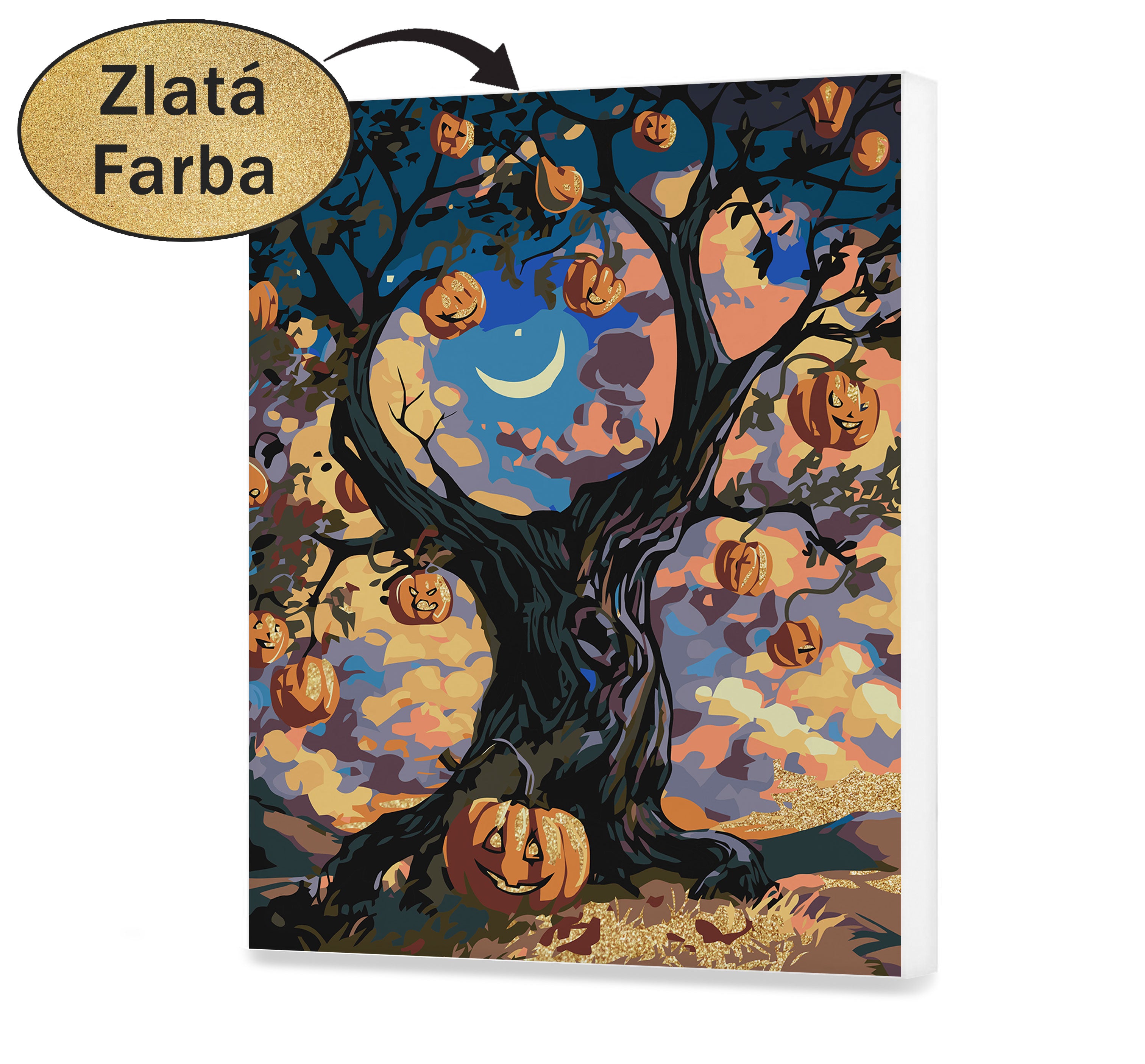 Malovanie podla cisel - Strom na Halloweensku noc