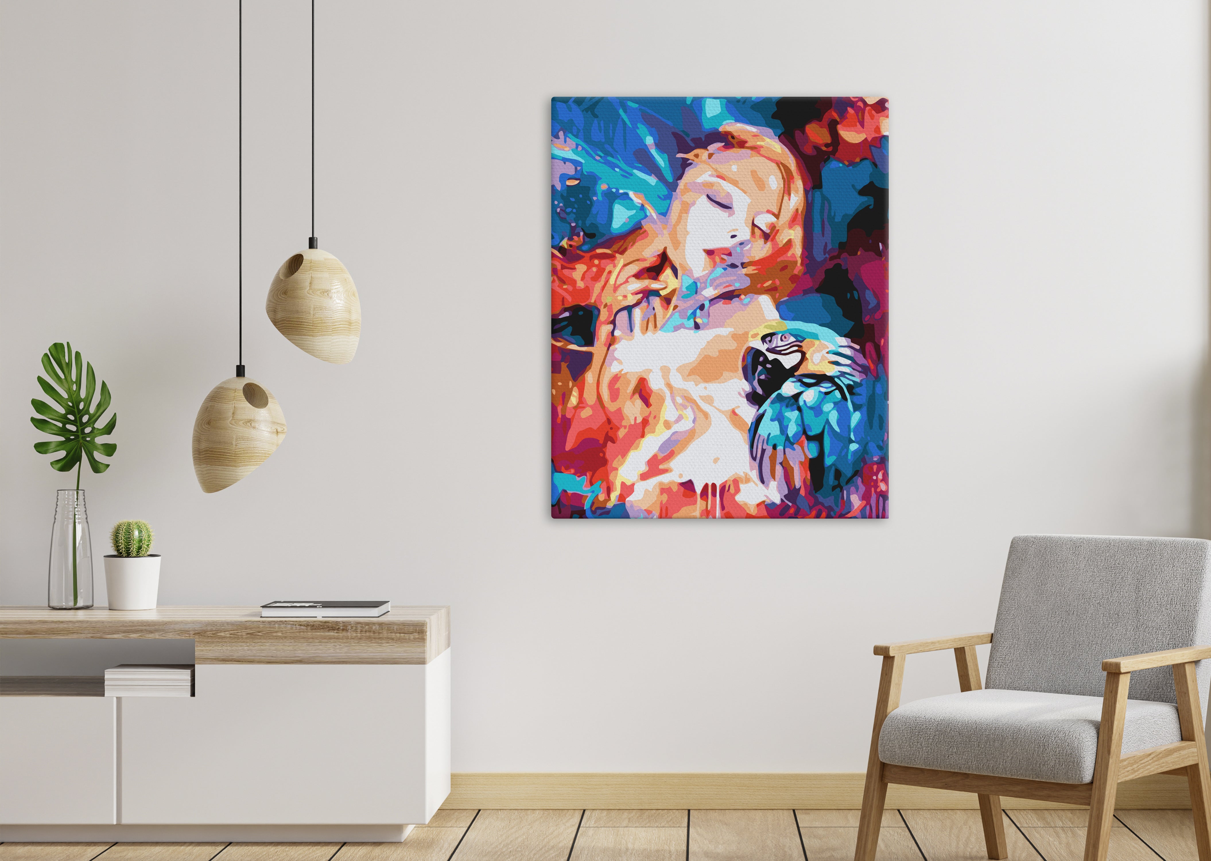 Abstraktné dievča s papagájom (NK0508)