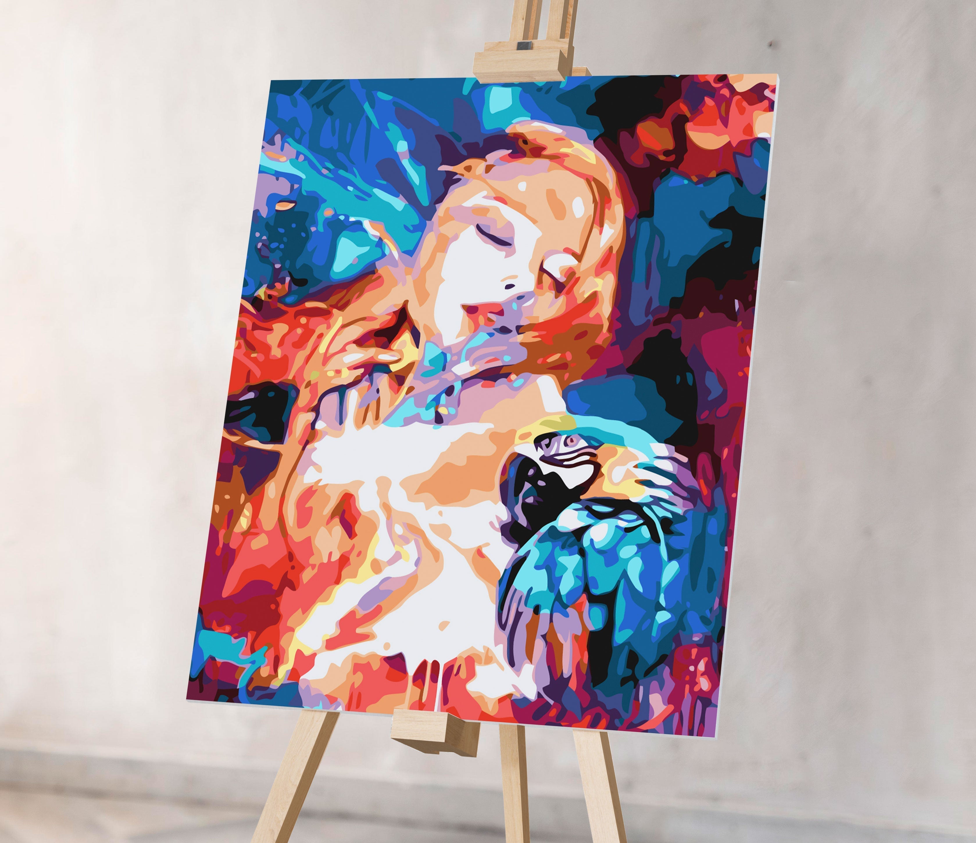 Abstraktné dievča s papagájom (NK0508)