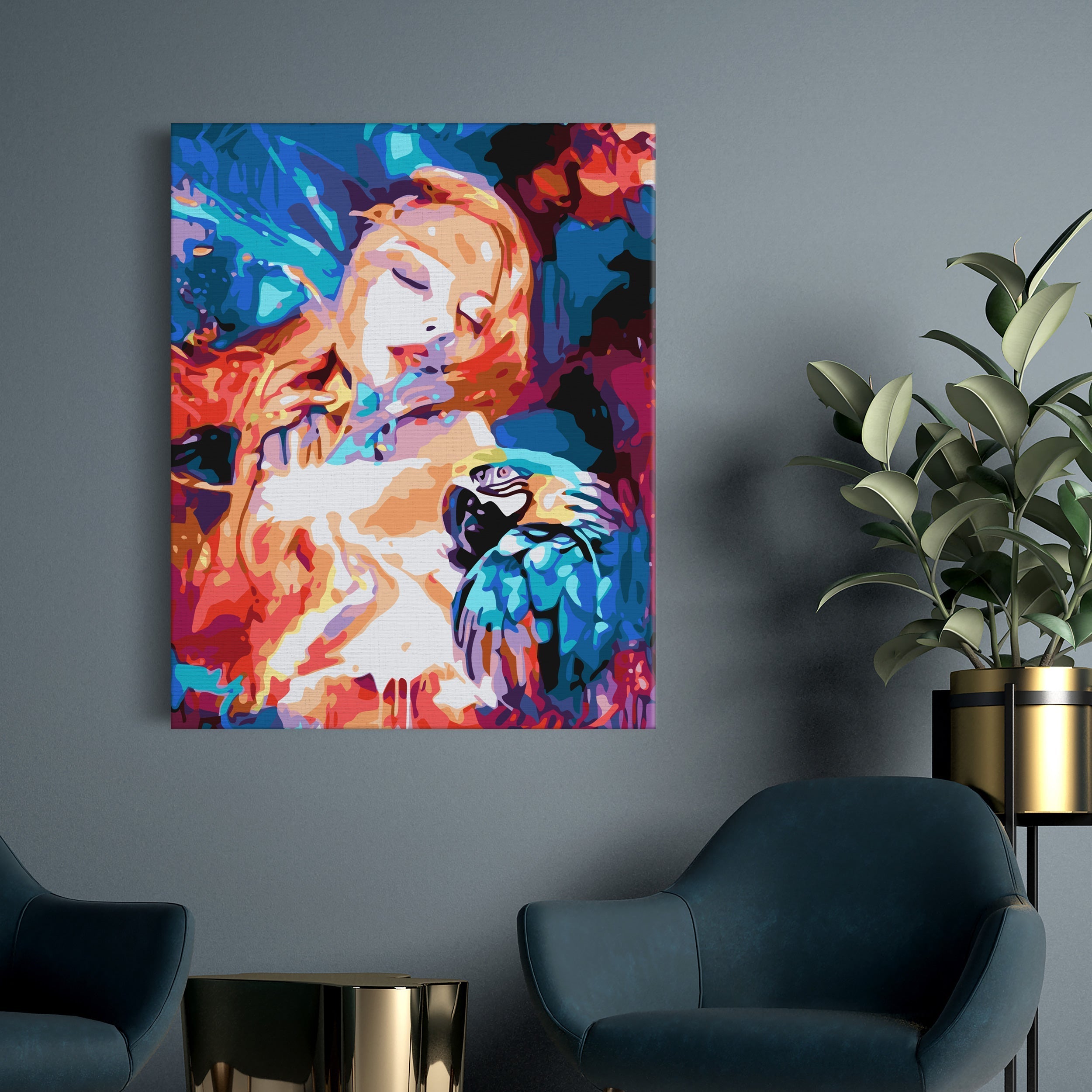 Abstraktné dievča s papagájom (NK0508)